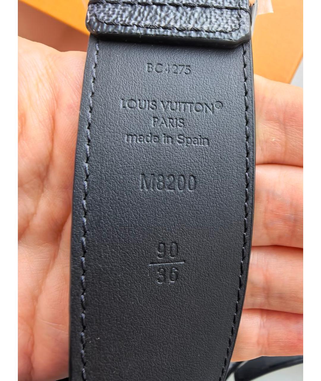 LOUIS VUITTON Серый кожаный ремень, фото 3