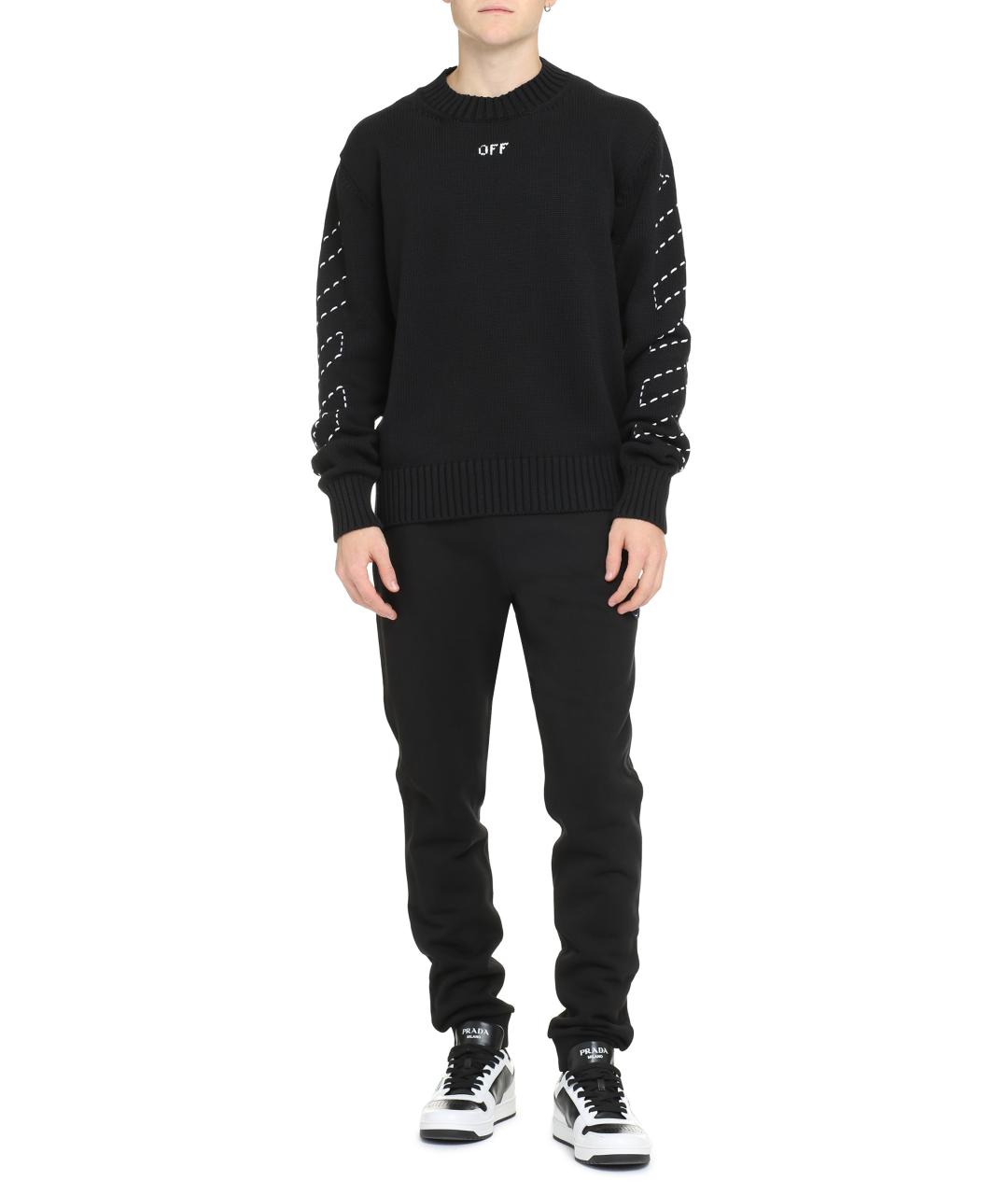 OFF-WHITE Черный хлопковый джемпер / свитер, фото 4