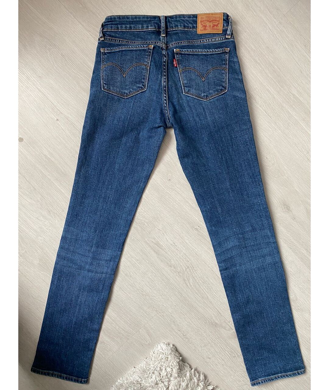 LEVI'S Синие хлопко-эластановые прямые джинсы, фото 2