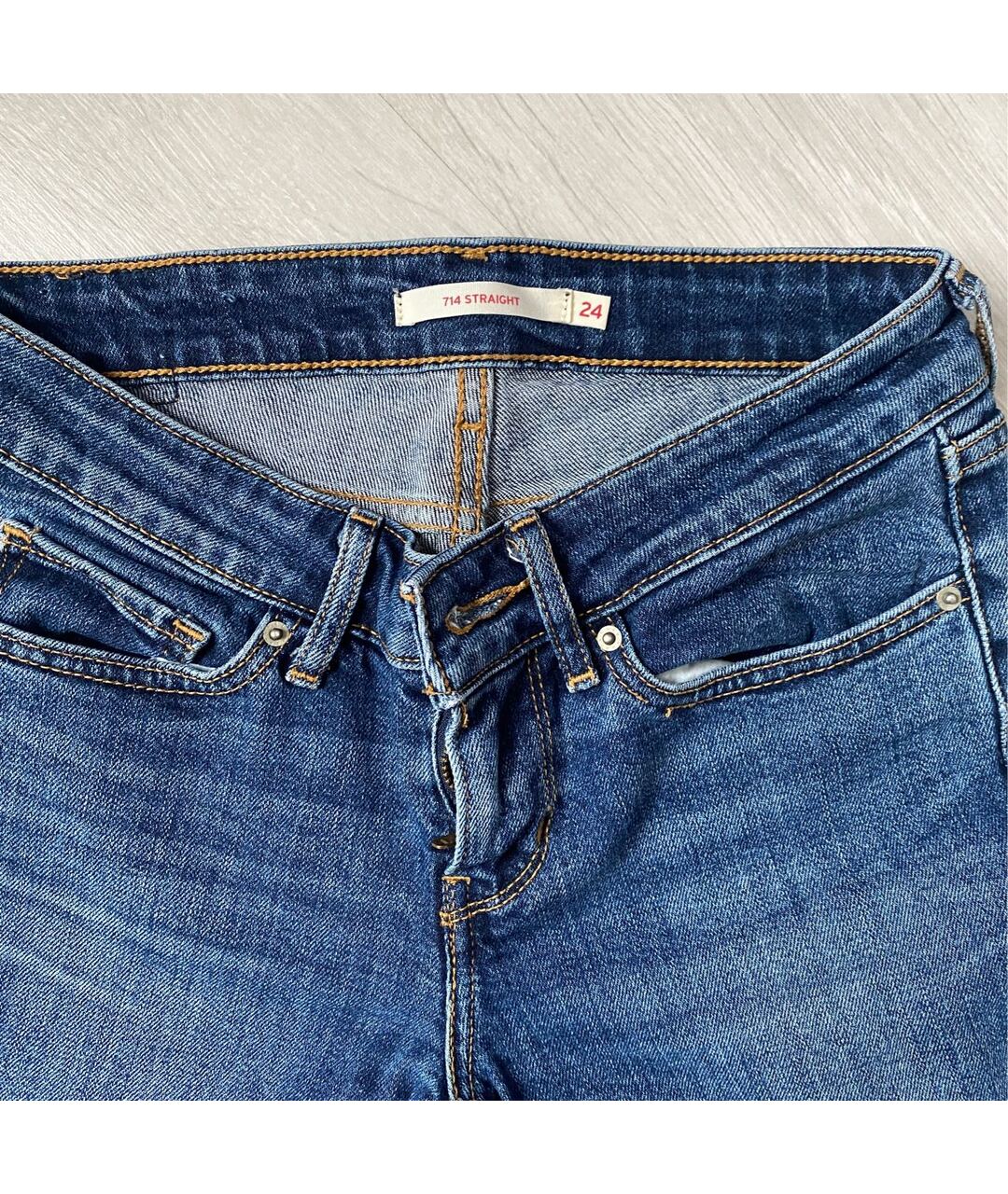 LEVI'S Синие хлопко-эластановые прямые джинсы, фото 3