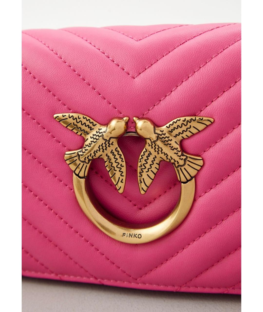 PINKO Розовая кожаная сумка через плечо, фото 3
