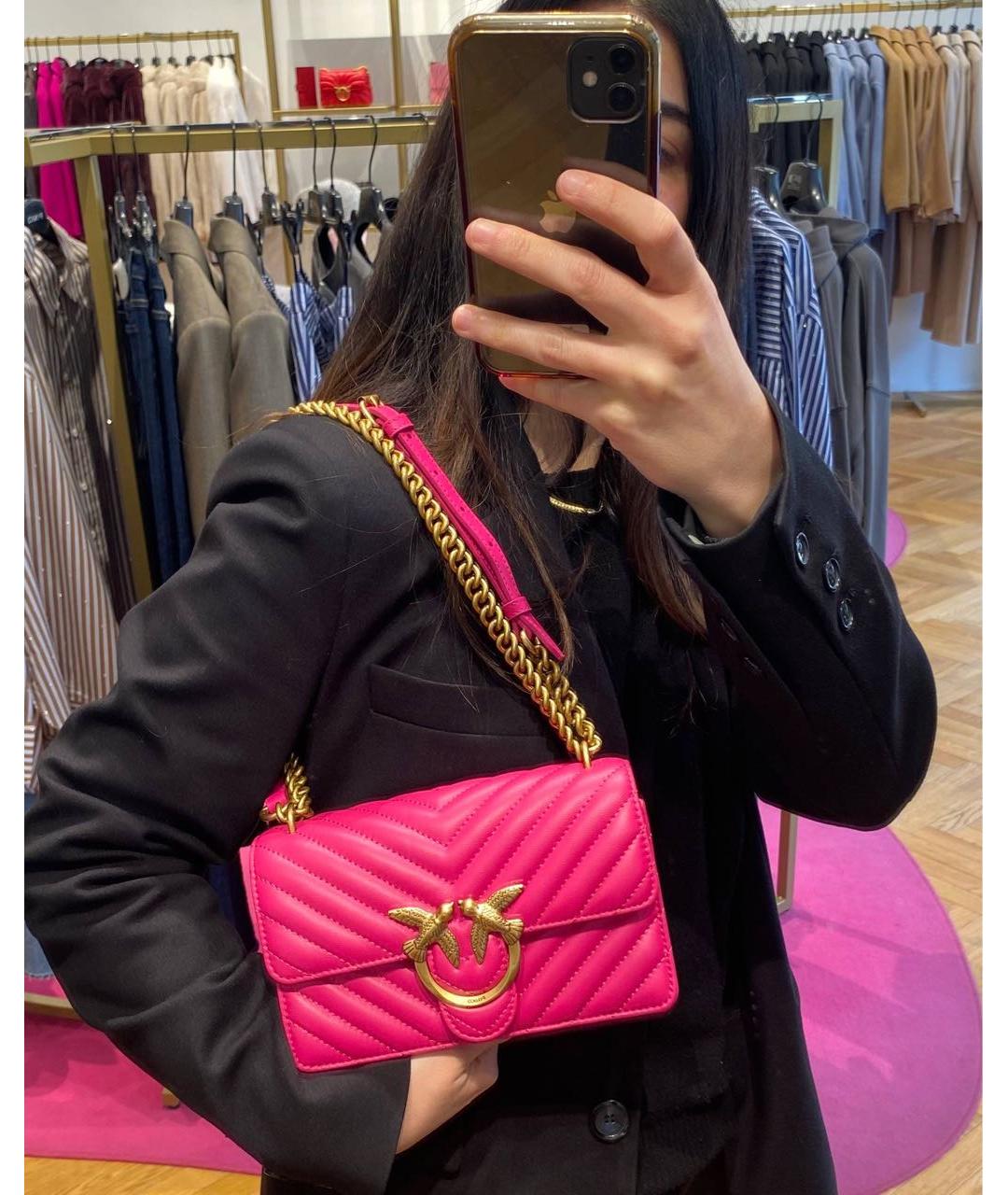 PINKO Розовая кожаная сумка через плечо, фото 6