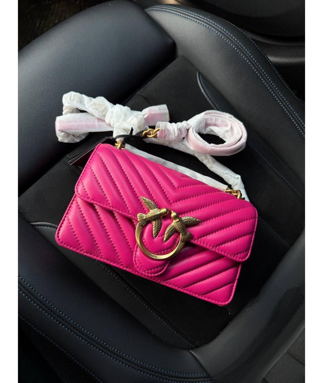 PINKO Розовая кожаная сумка через плечо, фото 7