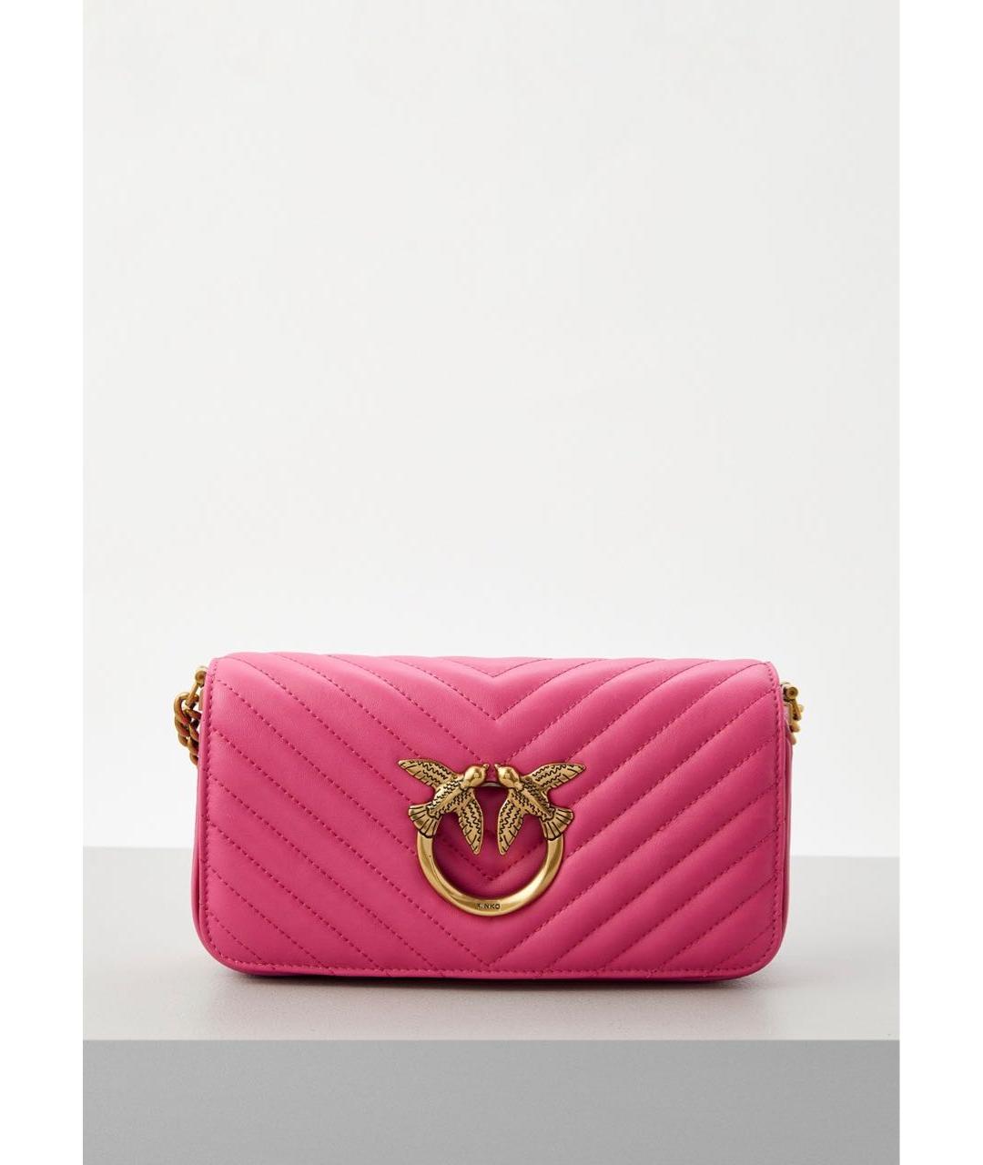 PINKO Розовая кожаная сумка через плечо, фото 8