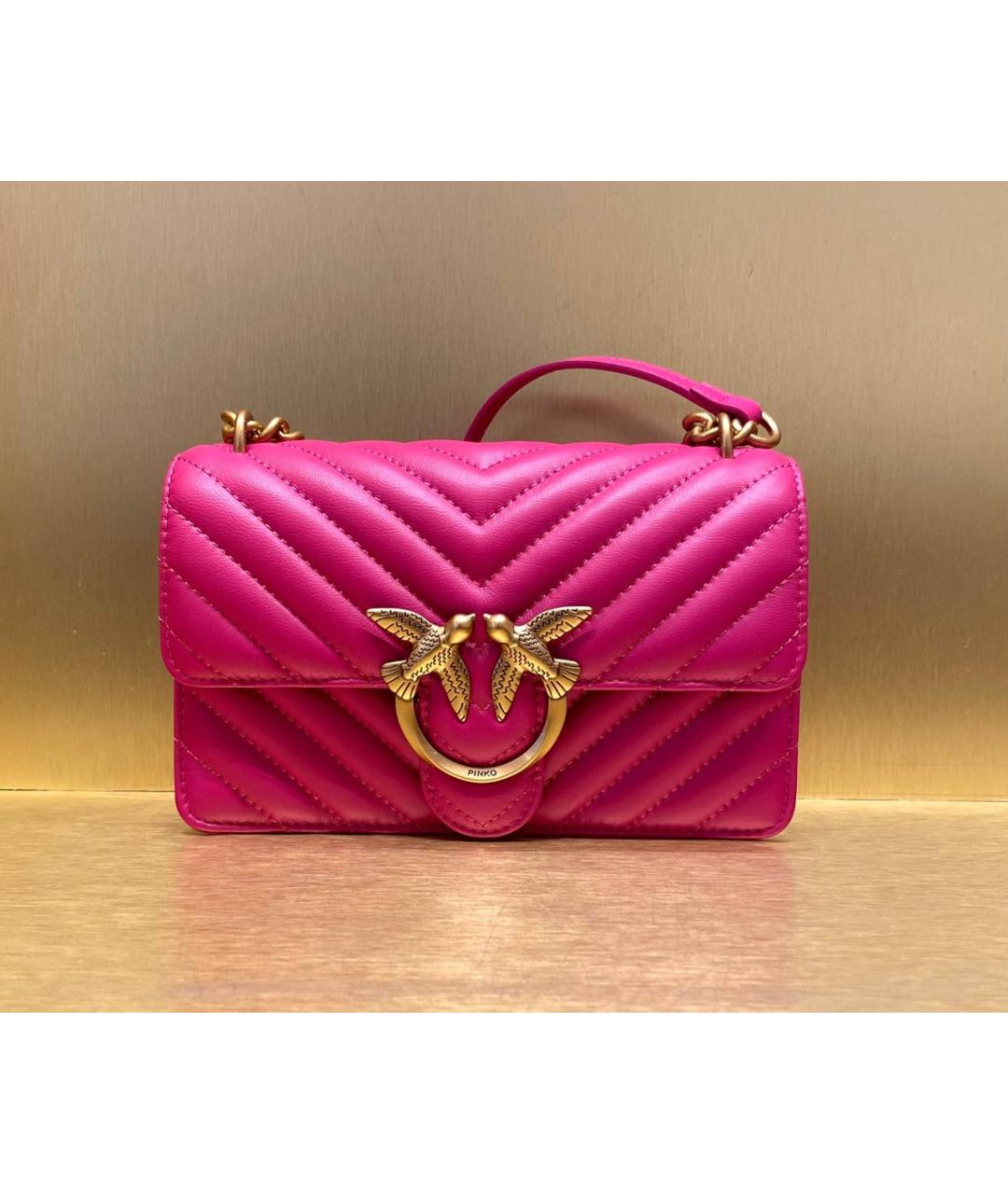 PINKO Розовая кожаная сумка через плечо, фото 5