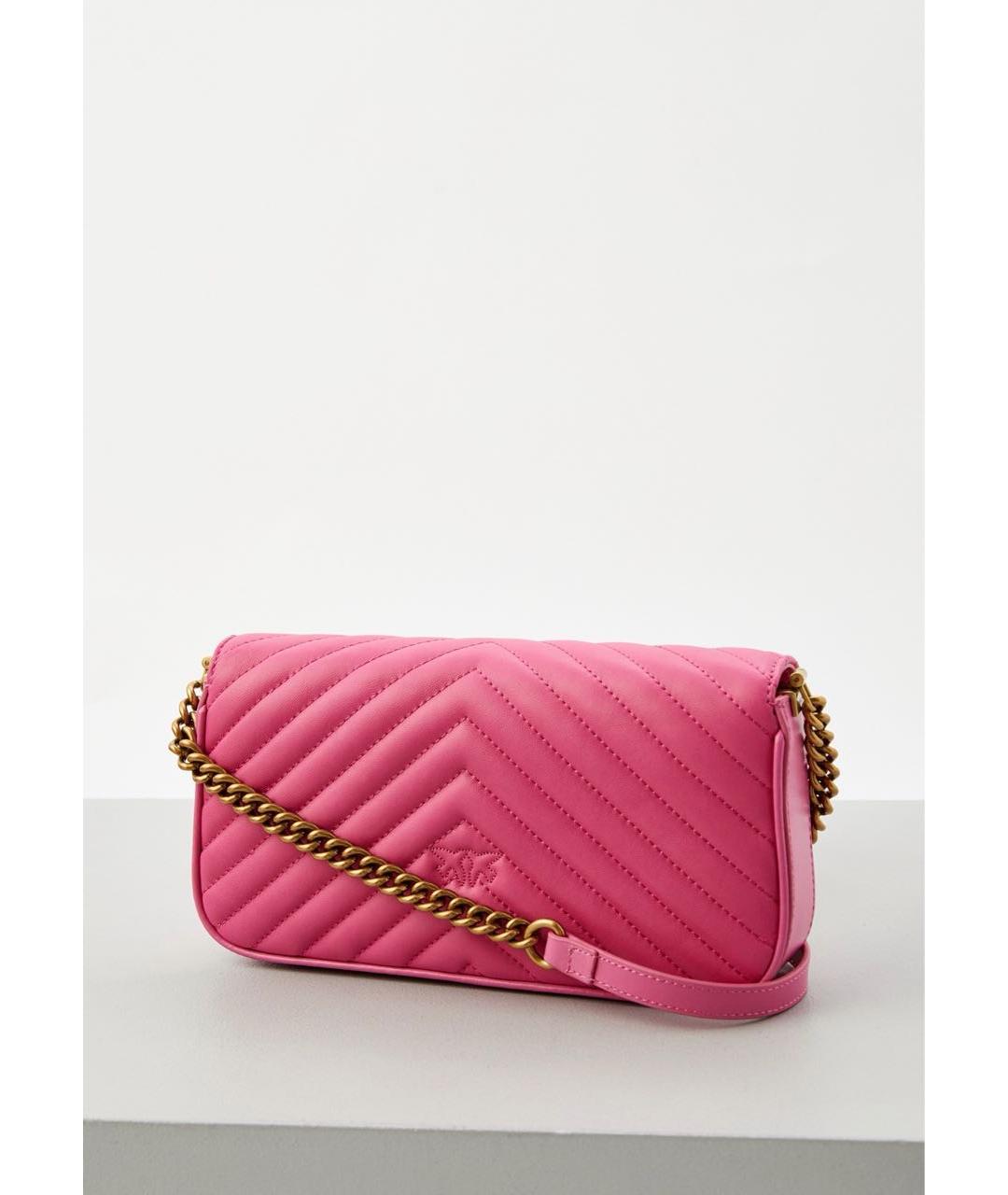 PINKO Розовая кожаная сумка через плечо, фото 2