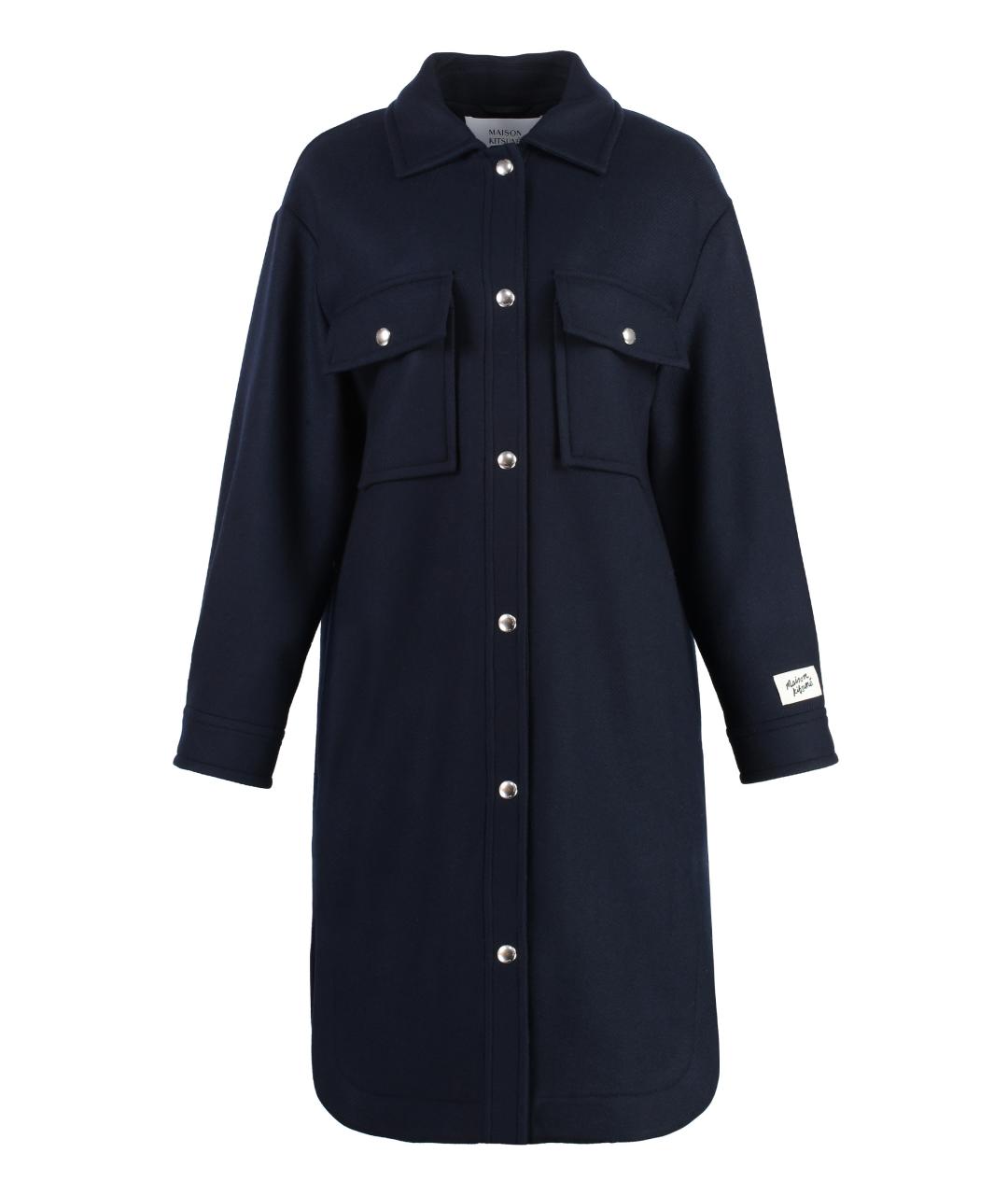 MAISON KITSUNE Синее шерстяное пальто, фото 1