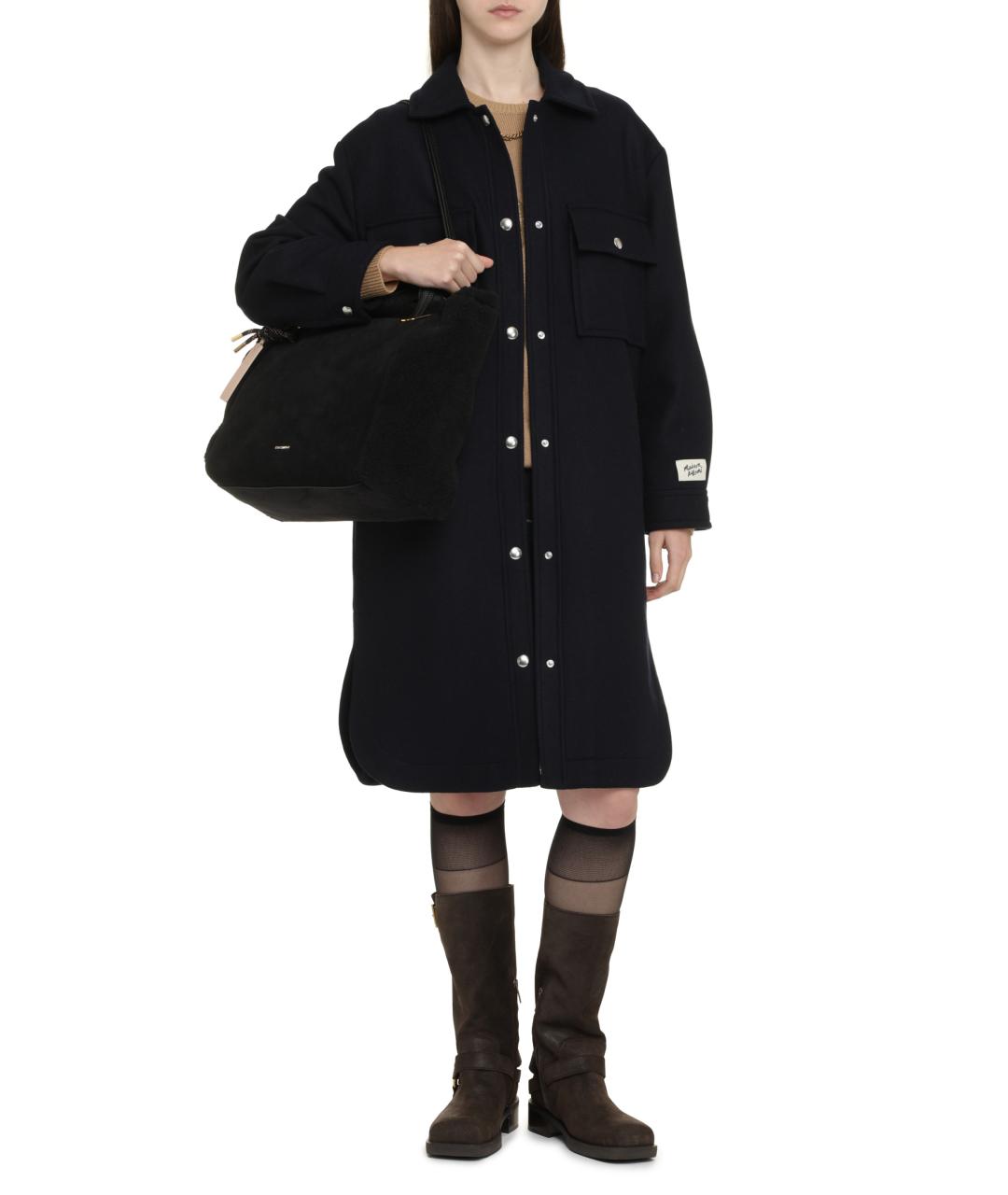 MAISON KITSUNE Синее шерстяное пальто, фото 3