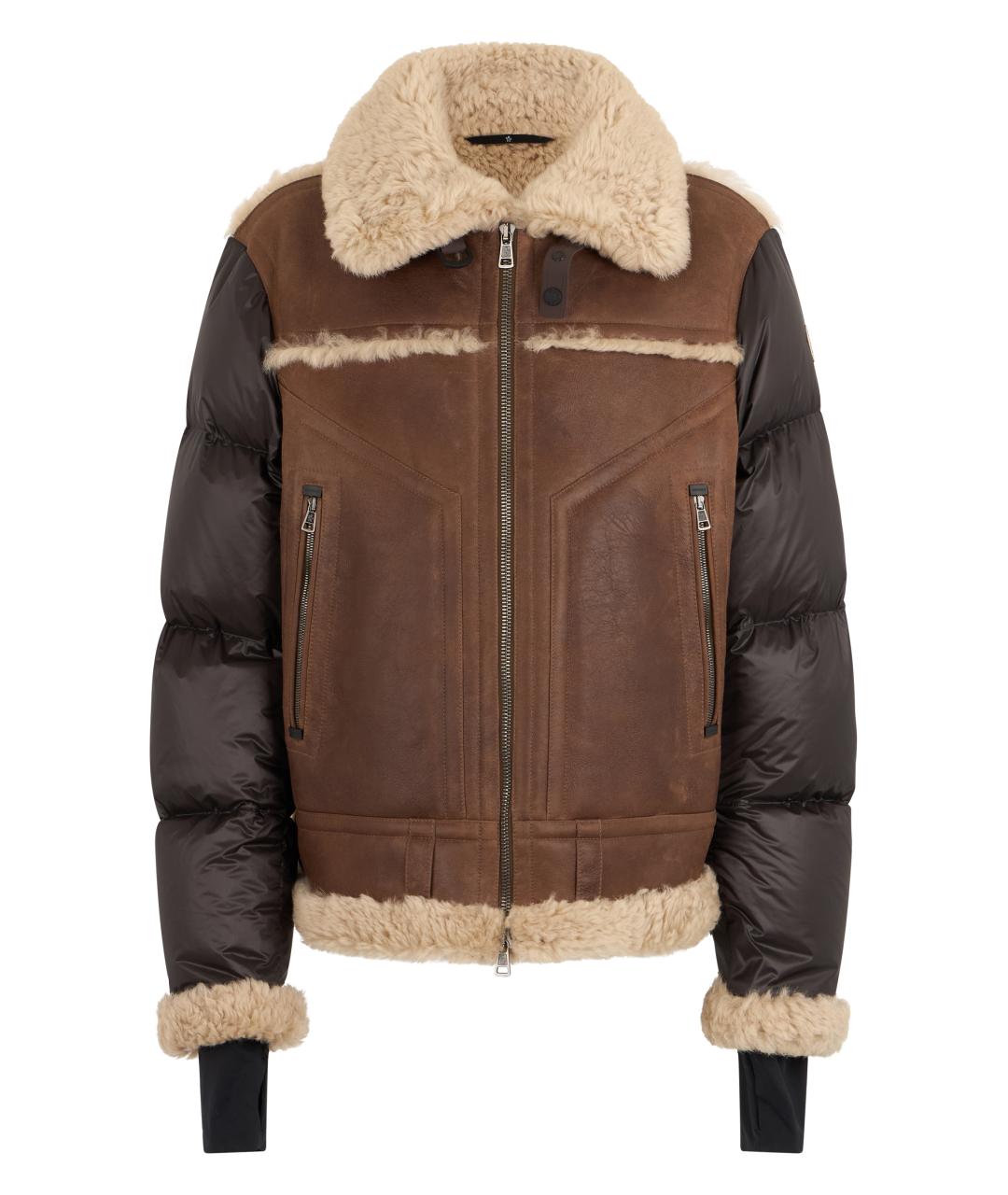 MONCLER GRENOBLE Коричневый полиамидовый пуховик, фото 1