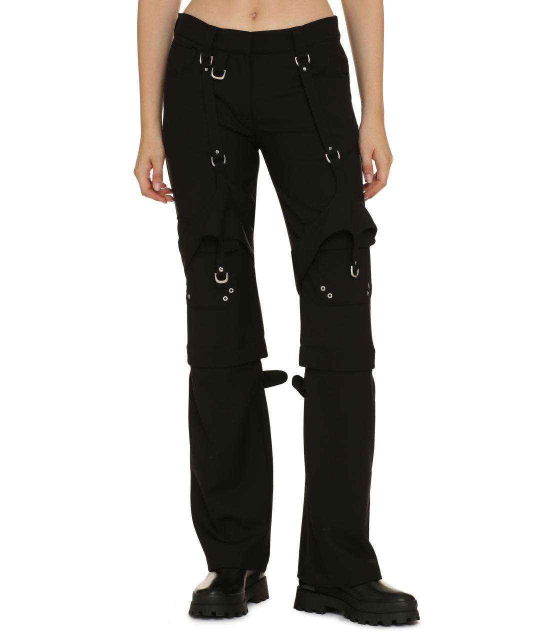 OFF-WHITE Черные полиэстеровые прямые брюки, фото 3