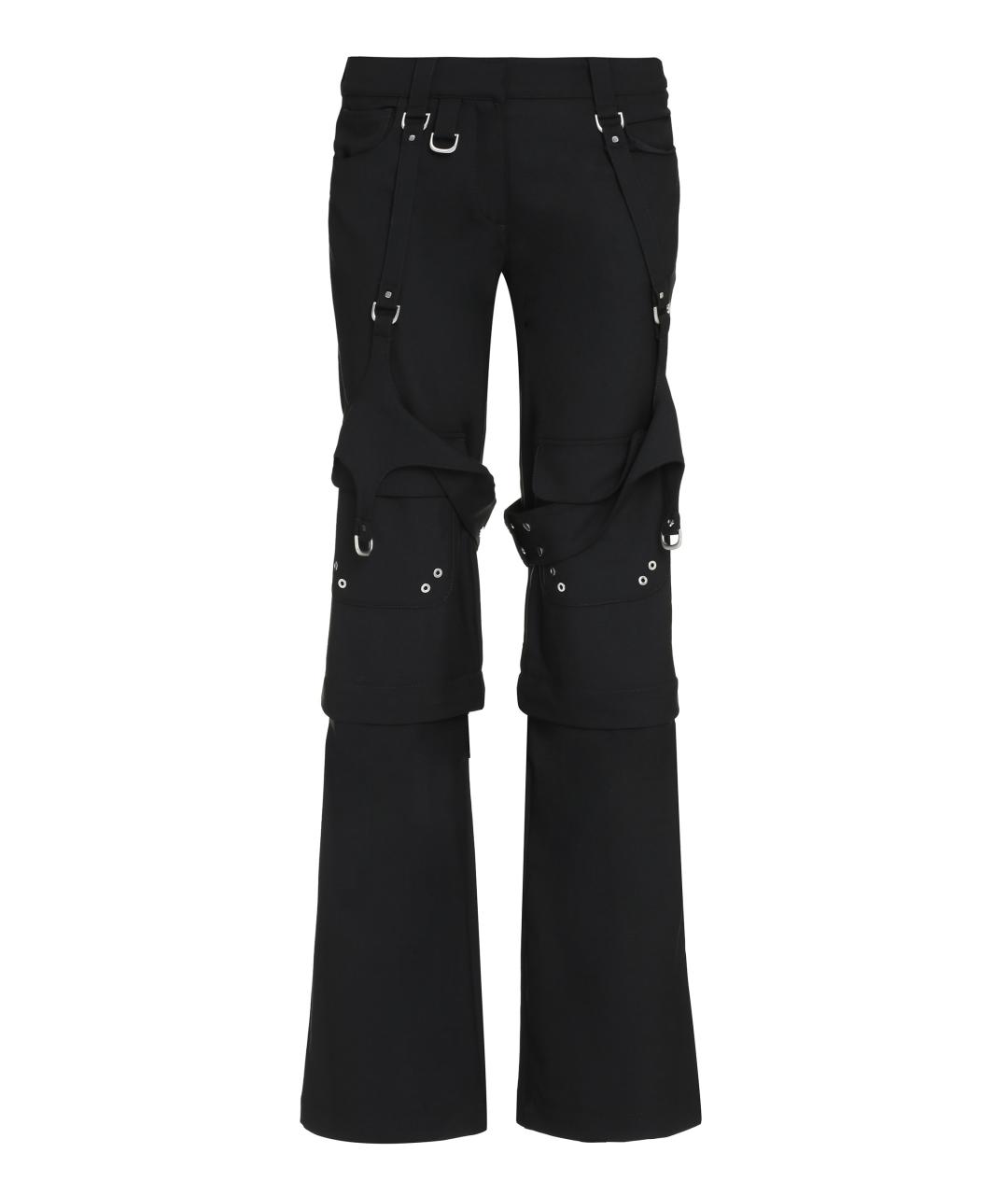 OFF-WHITE Черные полиэстеровые прямые брюки, фото 1