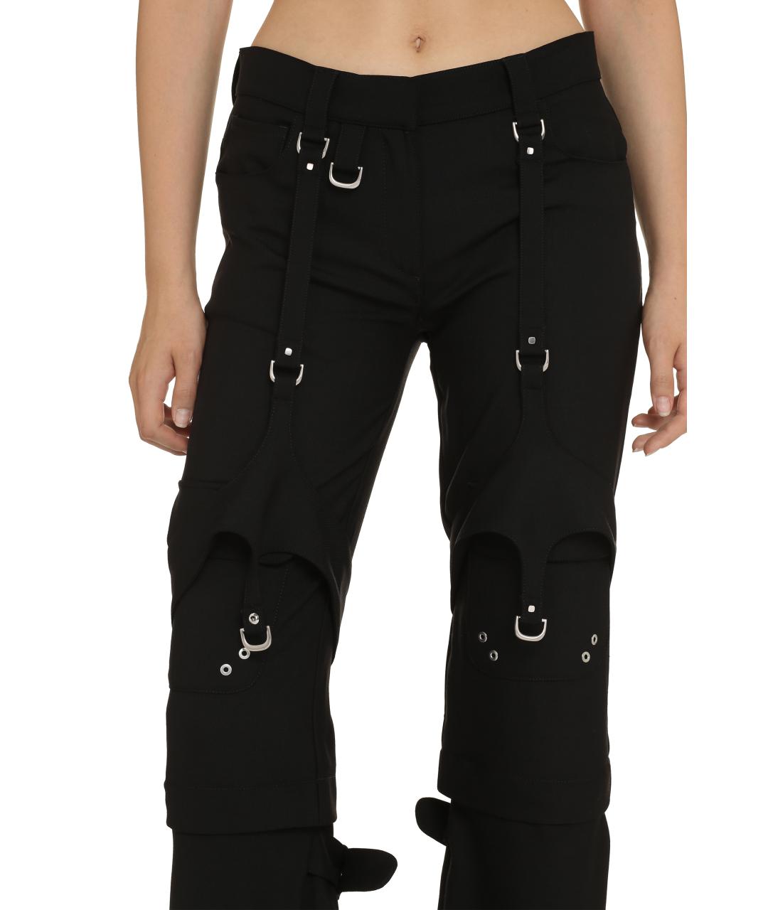 OFF-WHITE Черные полиэстеровые прямые брюки, фото 5