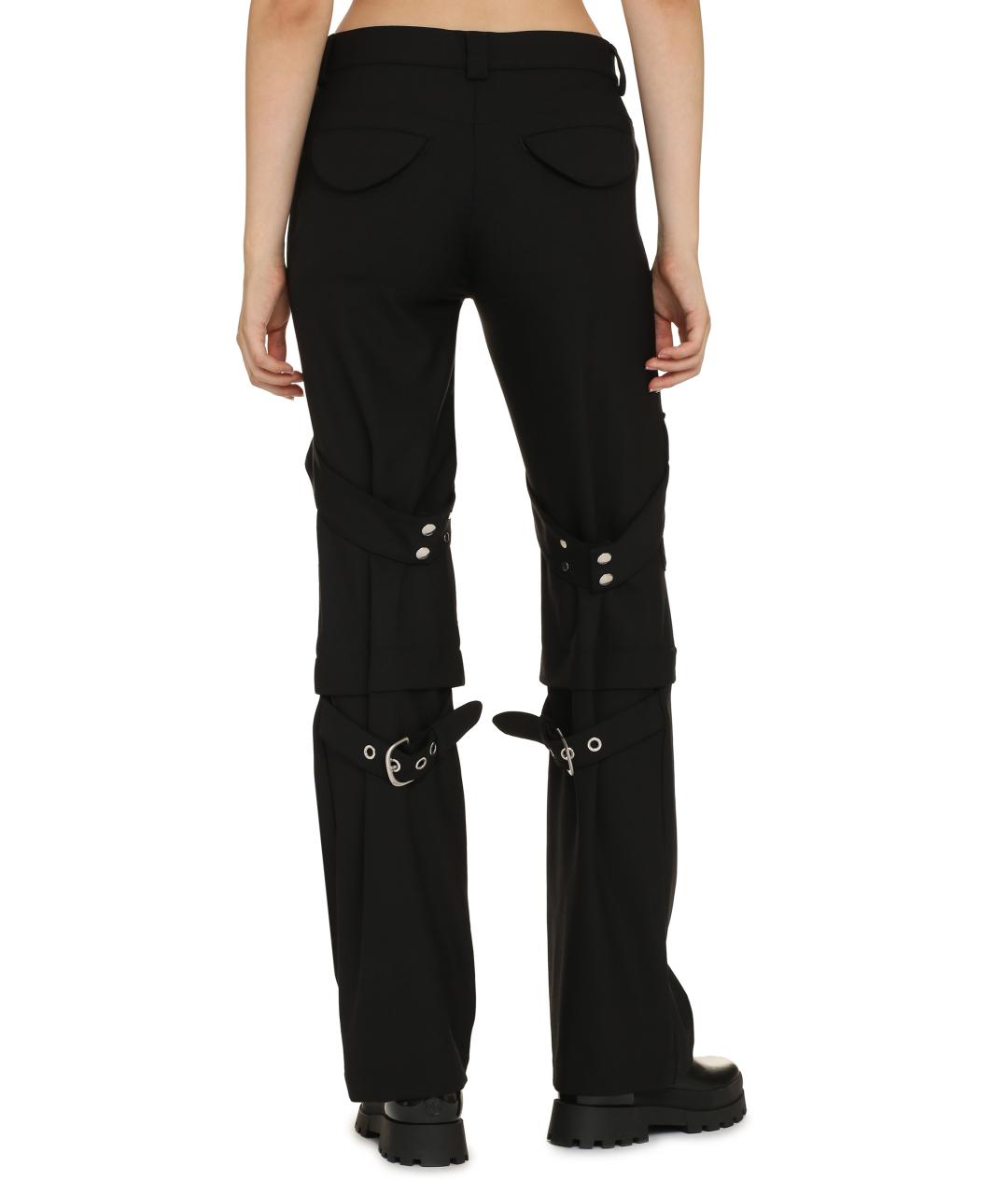 OFF-WHITE Черные полиэстеровые прямые брюки, фото 4