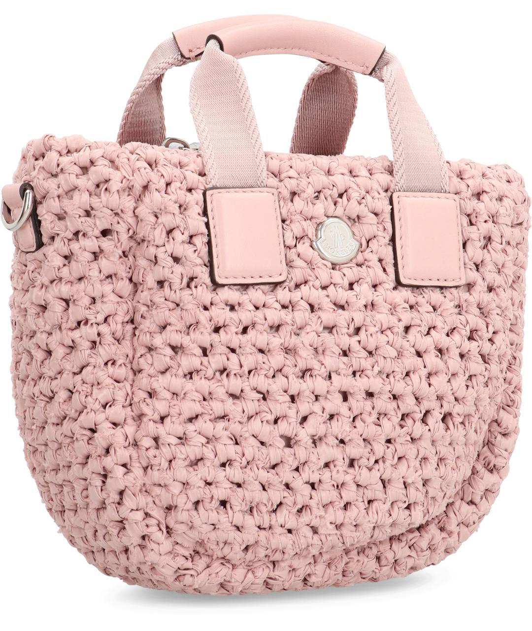 MONCLER Розовая синтетическая сумка тоут, фото 2