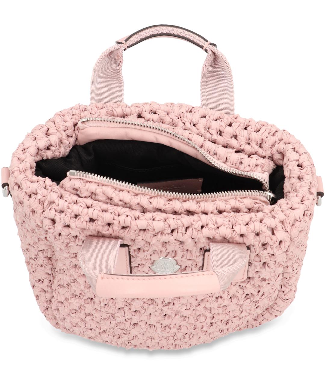 MONCLER Розовая синтетическая сумка тоут, фото 5
