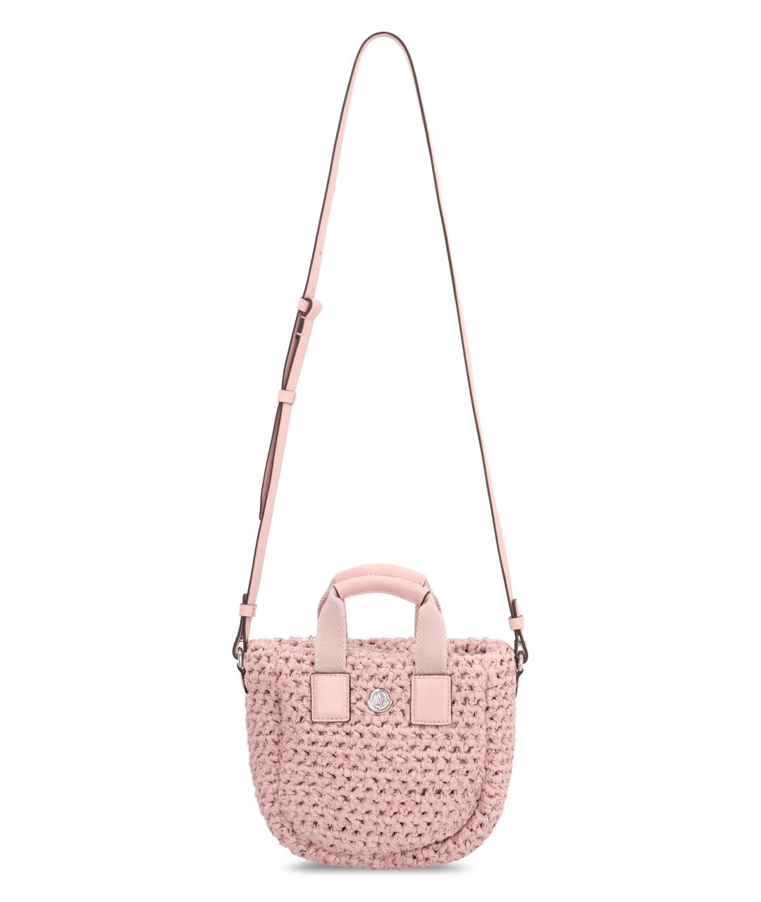 MONCLER Розовая синтетическая сумка тоут, фото 4