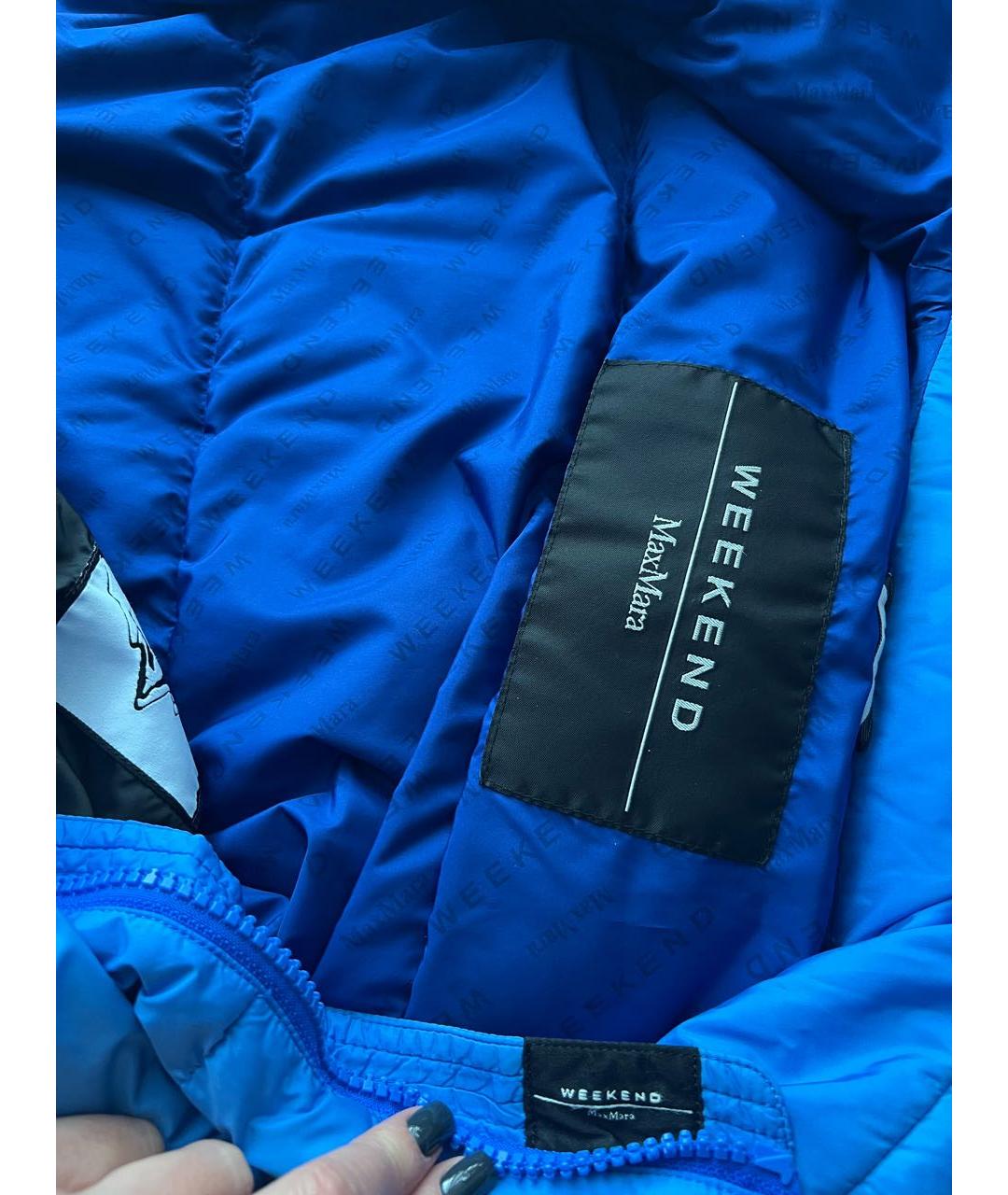 WEEKEND MAX MARA Синий полиэстеровый пуховик, фото 7