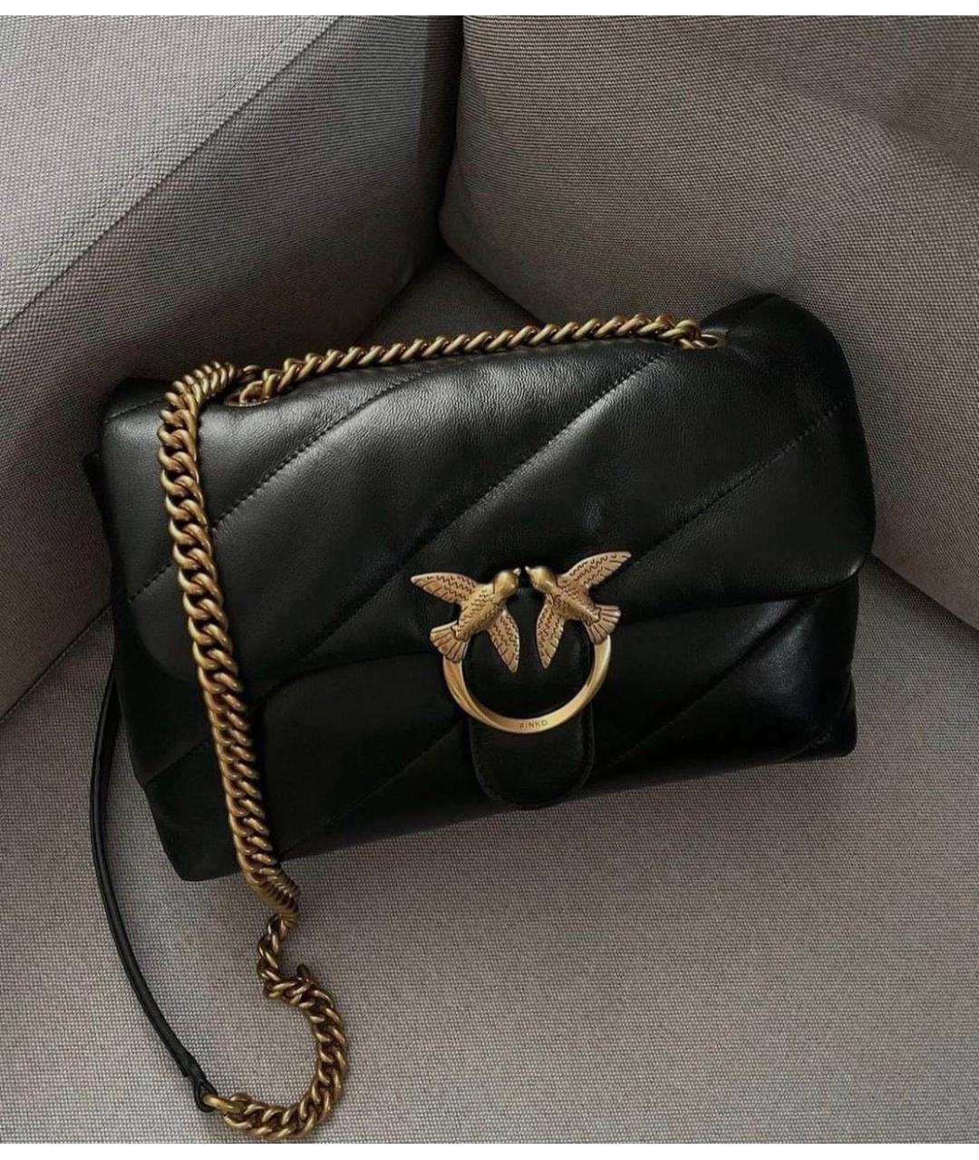 PINKO Черная кожаная сумка через плечо, фото 5