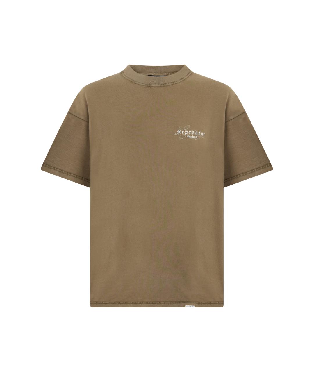 REPRESENT Коричневая хлопковая футболка, фото 1