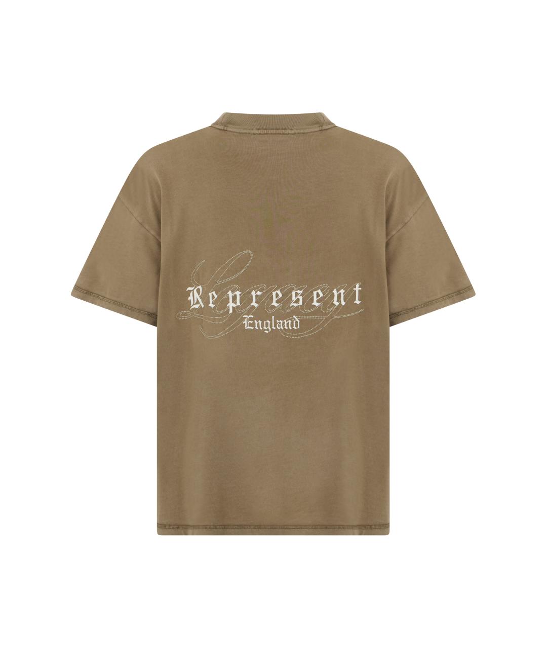 REPRESENT Коричневая хлопковая футболка, фото 2