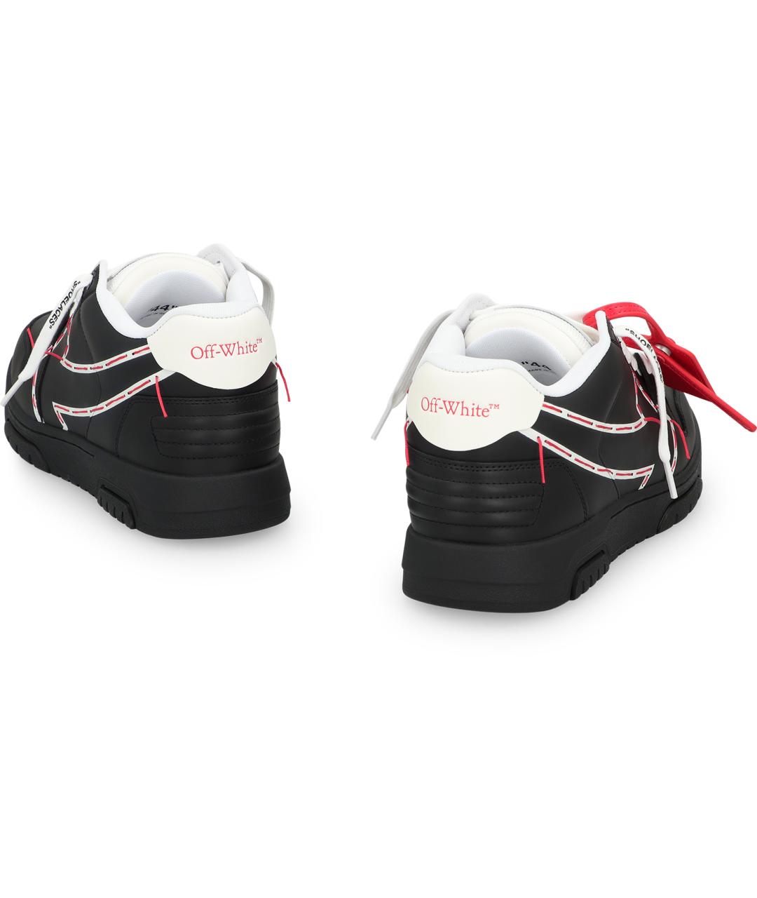 OFF-WHITE Черные кожаные низкие кроссовки / кеды, фото 3