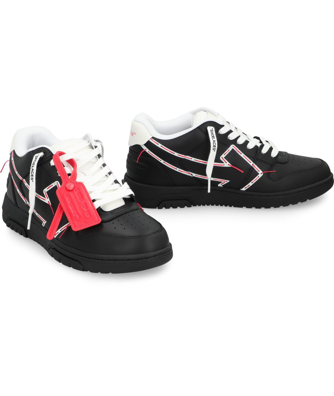 OFF-WHITE Черные кожаные низкие кроссовки / кеды, фото 2