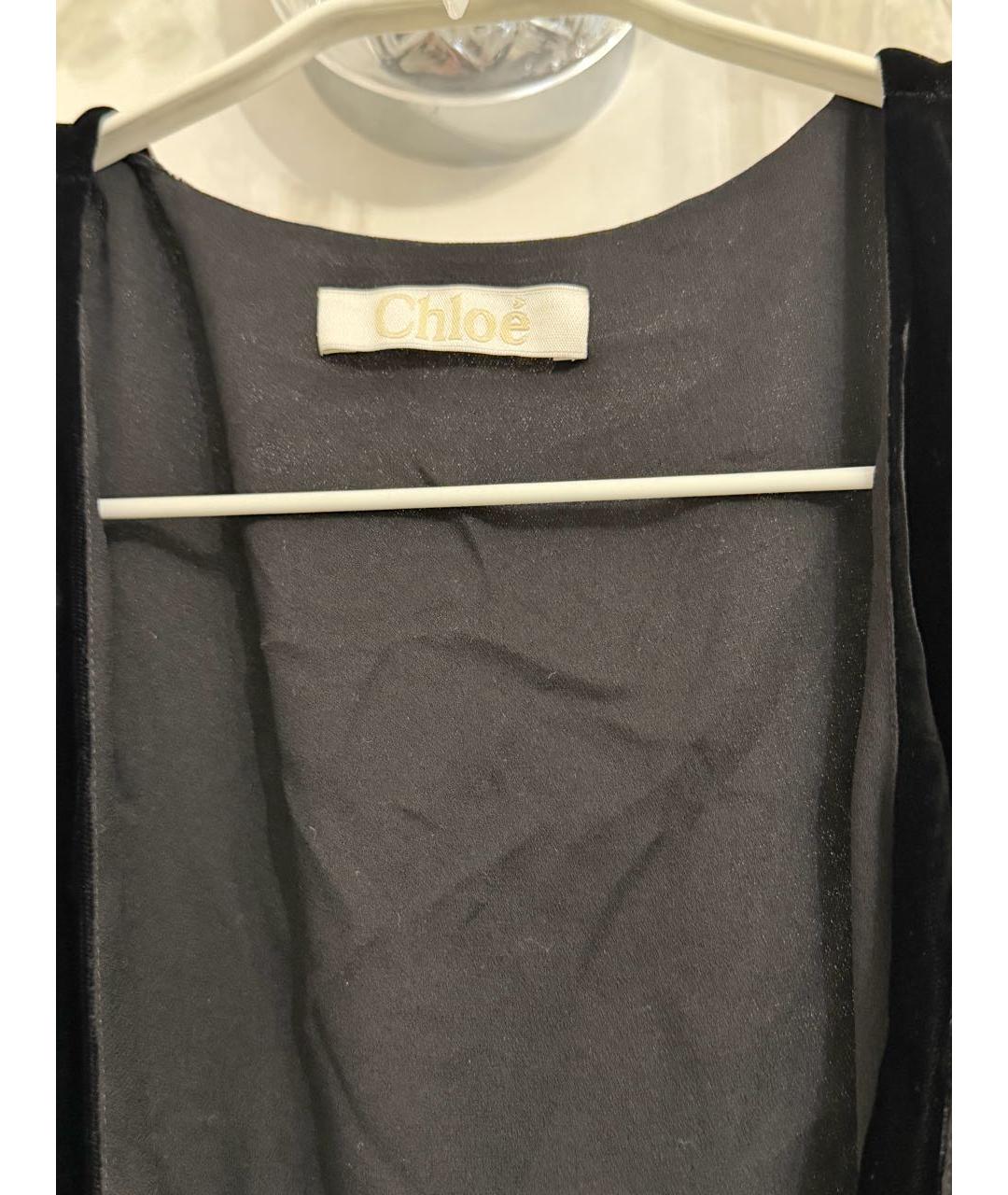 CHLOE Черное бархатное повседневное платье, фото 3