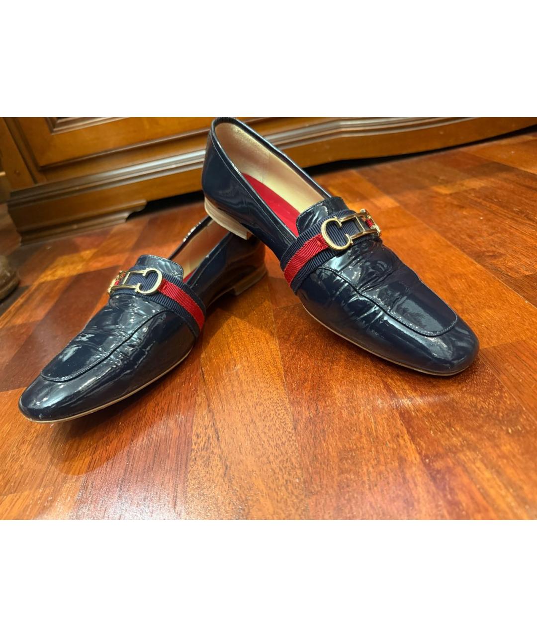 CAROLINA HERRERA Темно-синие лоферы из лакированной кожи, фото 3