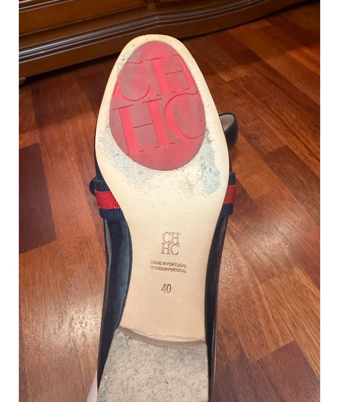 CAROLINA HERRERA Темно-синие лоферы из лакированной кожи, фото 5