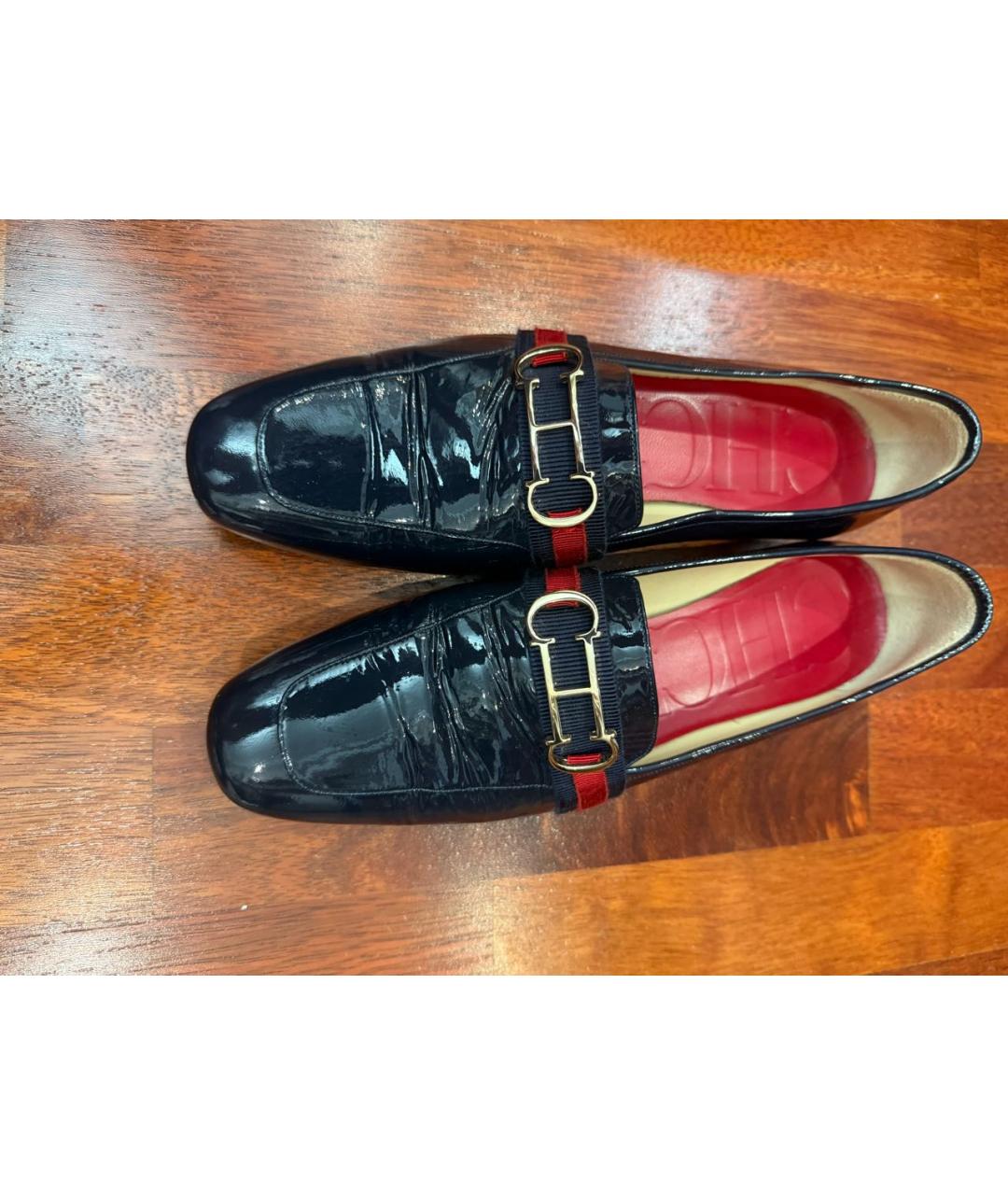 CAROLINA HERRERA Темно-синие лоферы из лакированной кожи, фото 2