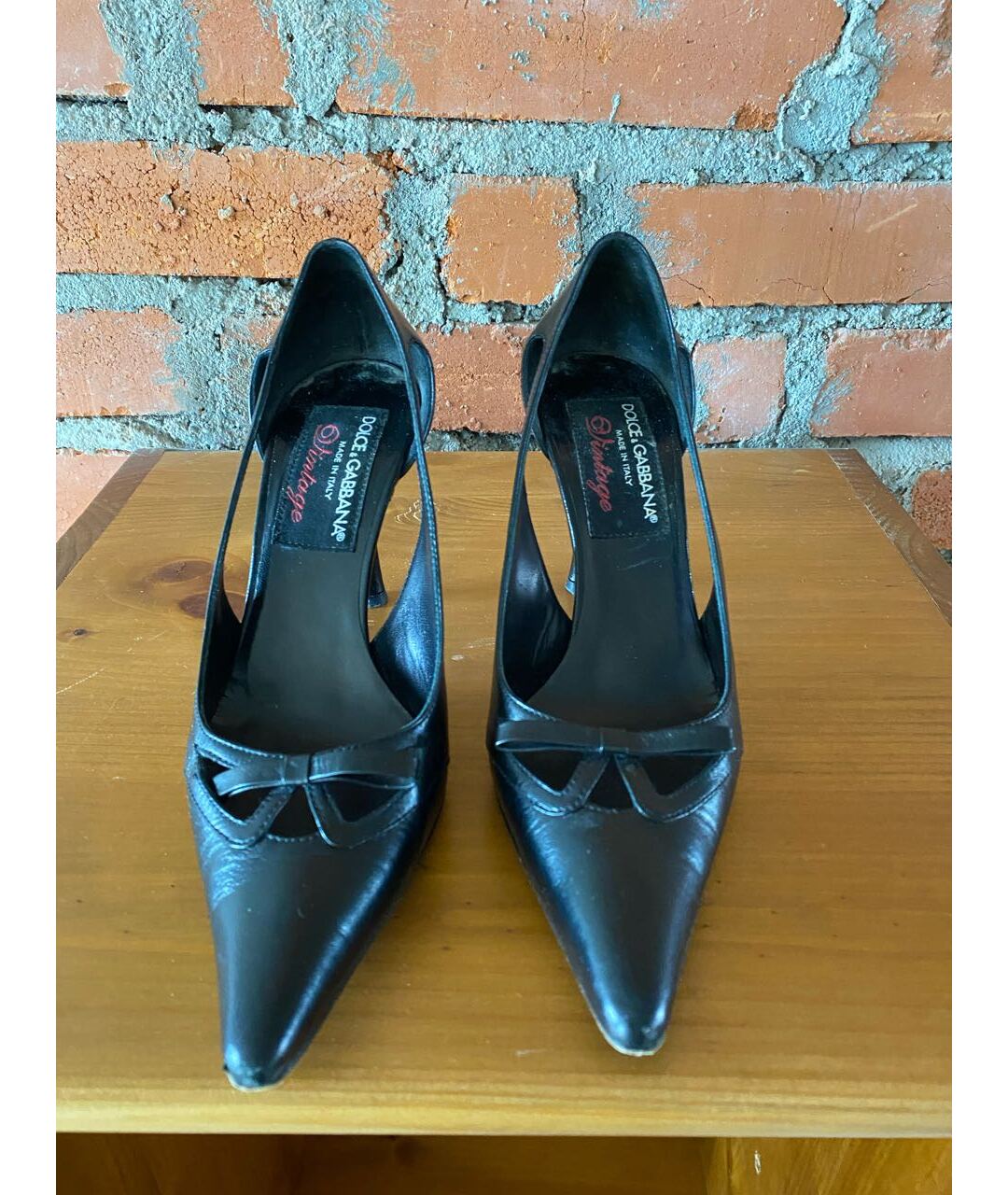 DOLCE & GABBANA VINTAGE Черные кожаные туфли, фото 2