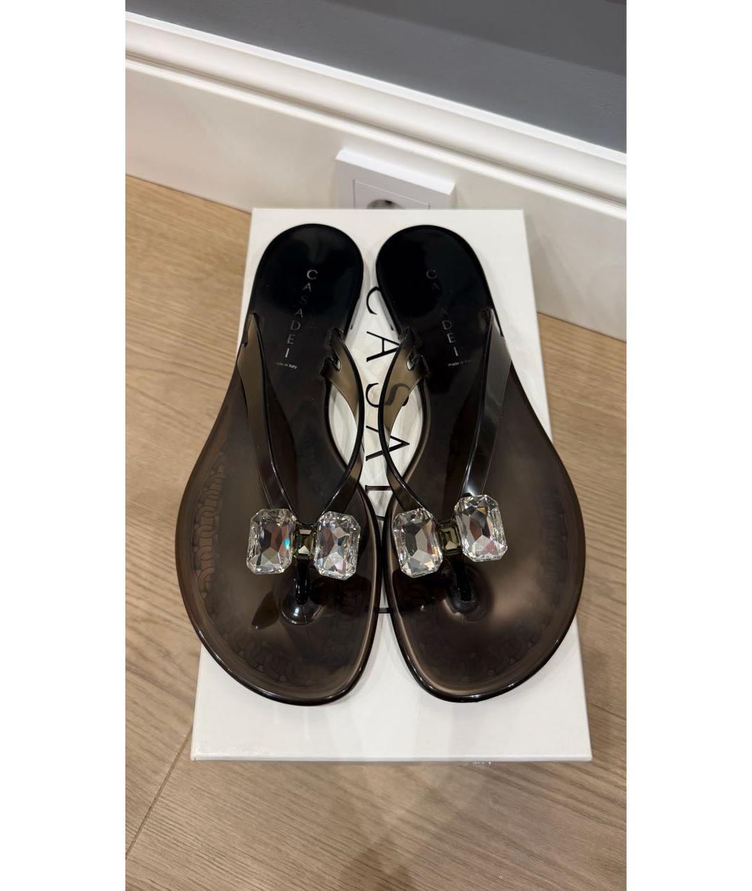 CASADEI Черные резиновые шлепанцы, фото 3