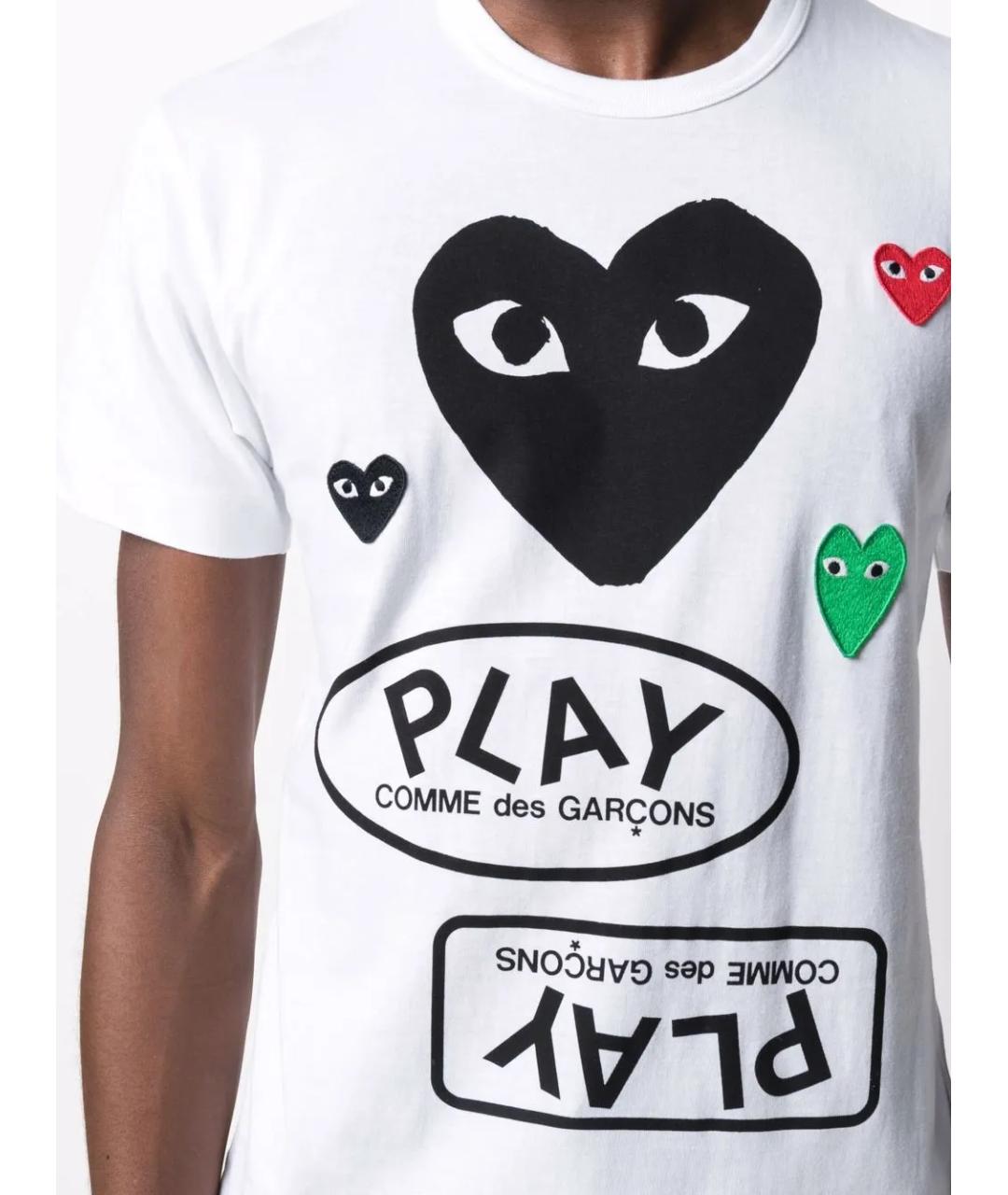 COMME DES GARÇONS PLAY Белая хлопковая футболка, фото 3