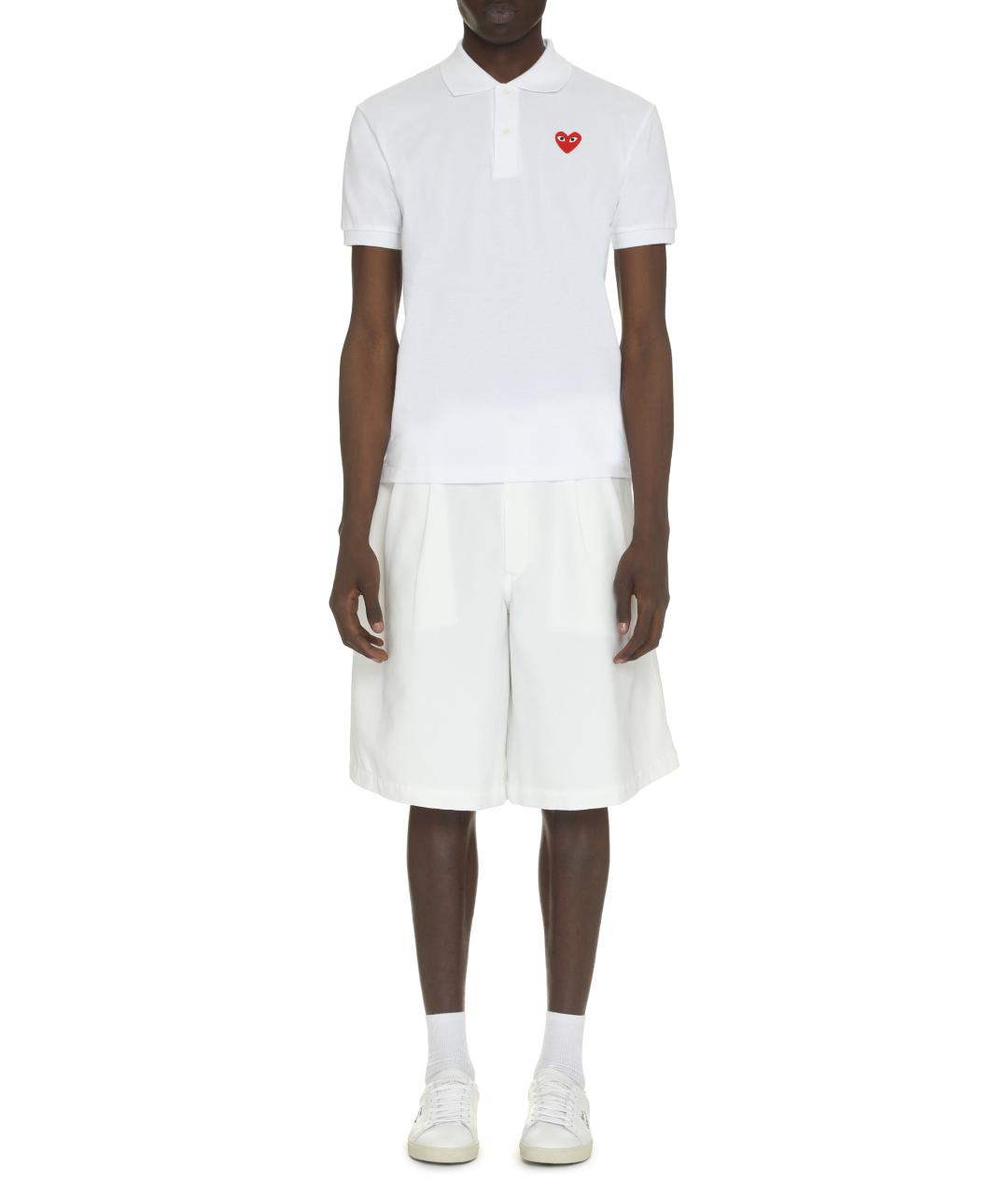 COMME DES GARÇONS PLAY Белое хлопковое поло с коротким рукавом, фото 3