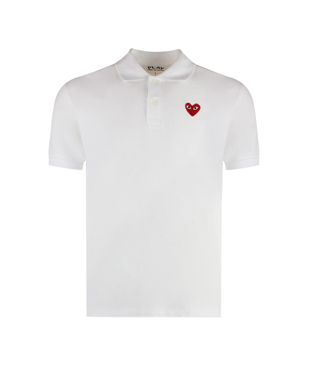 COMME DES GARÇONS PLAY Белое хлопковое поло с коротким рукавом, фото 1