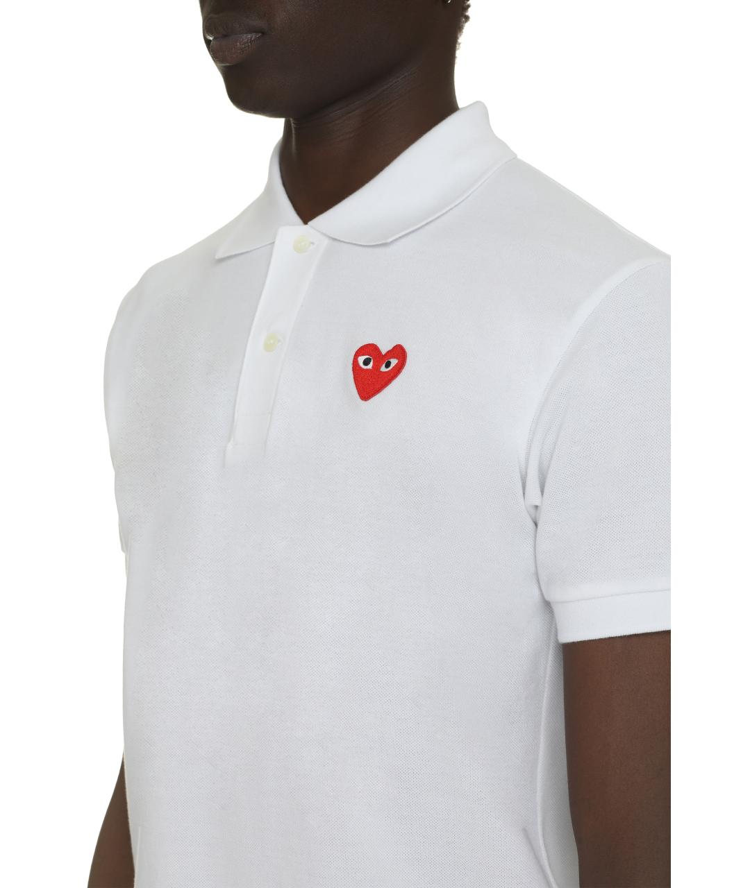 COMME DES GARÇONS PLAY Белое хлопковое поло с коротким рукавом, фото 5