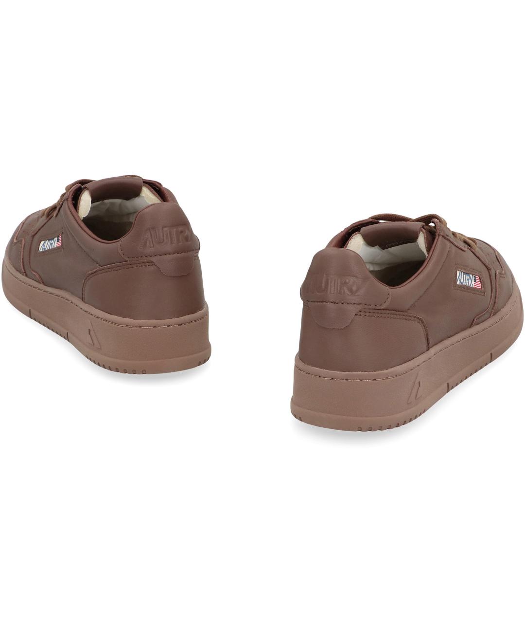 AUTRY Коричневые кожаные низкие кроссовки / кеды, фото 4