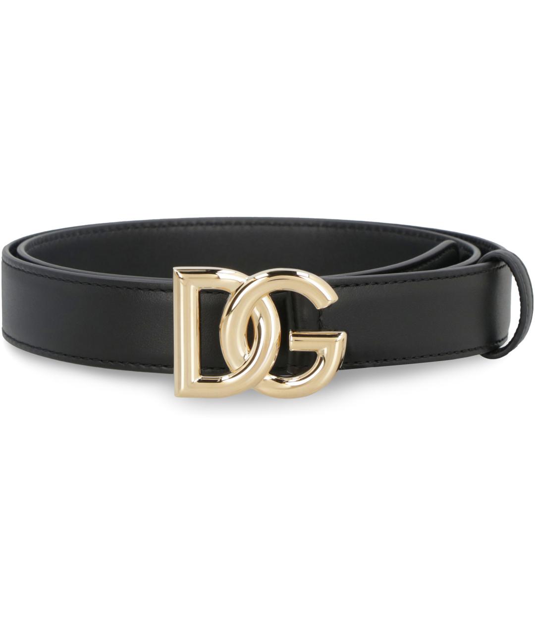 DOLCE&GABBANA Черный кожаный ремень, фото 2