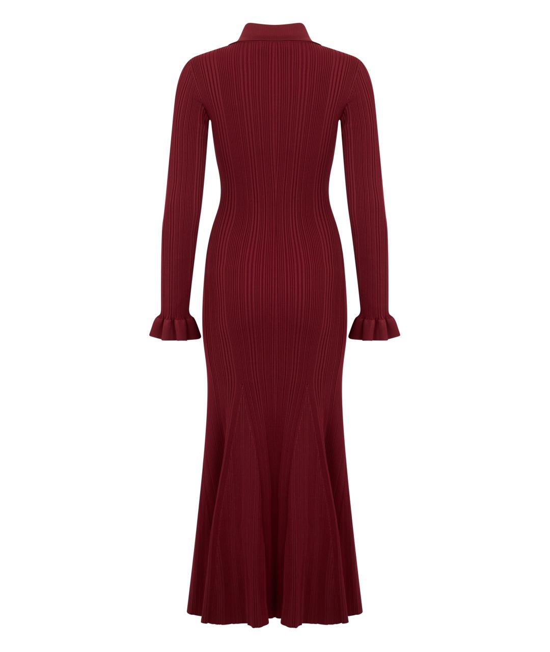 SELF-PORTRAIT Бордовое вискозное повседневное платье, фото 2