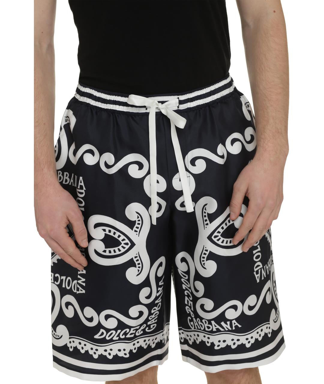 DOLCE&GABBANA Синие шелковые шорты, фото 5