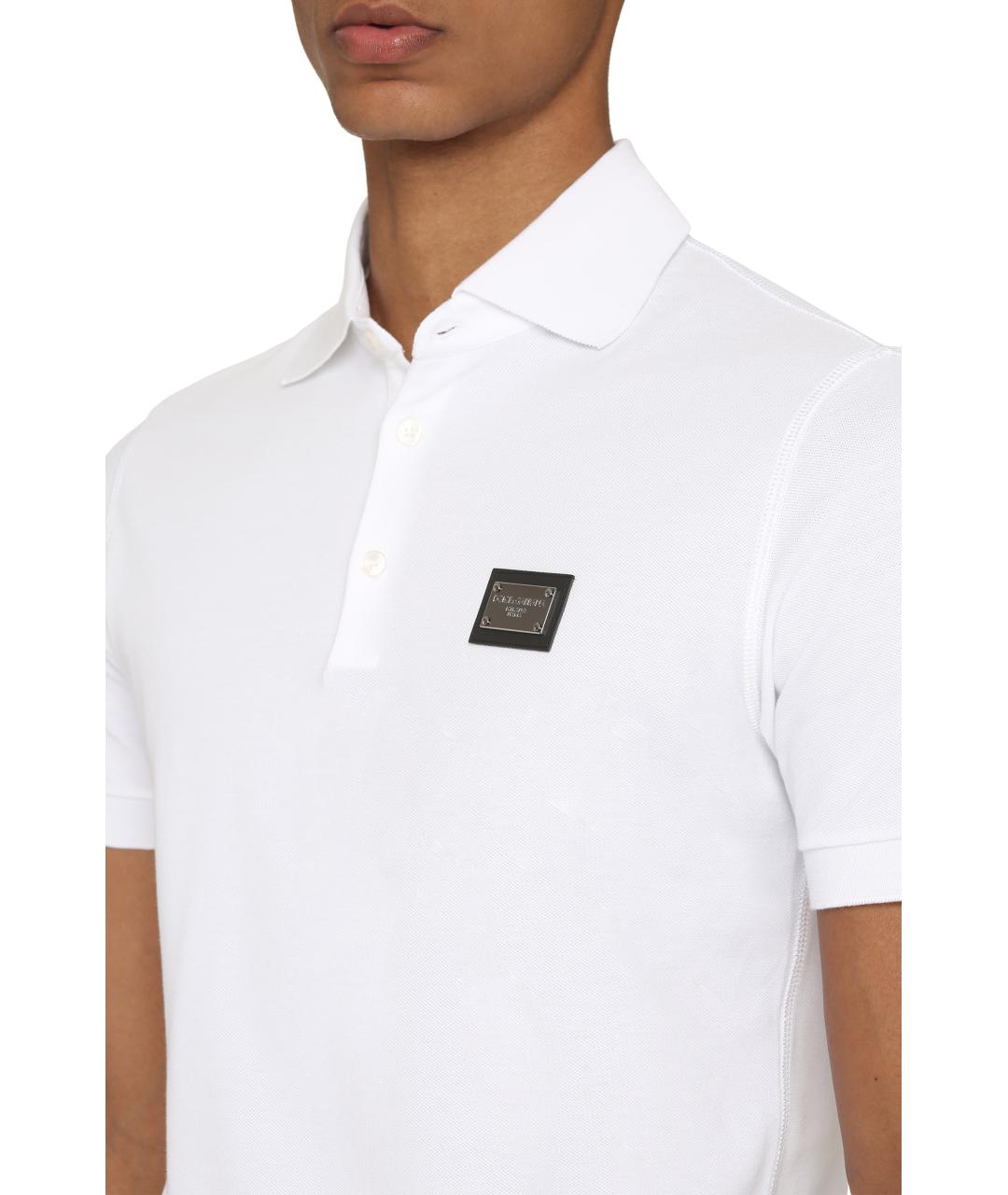 DOLCE&GABBANA Белое хлопковое поло с коротким рукавом, фото 5