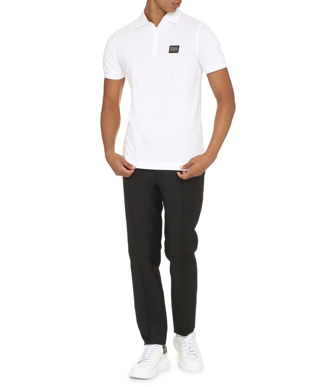 DOLCE&GABBANA Белое хлопковое поло с коротким рукавом, фото 3