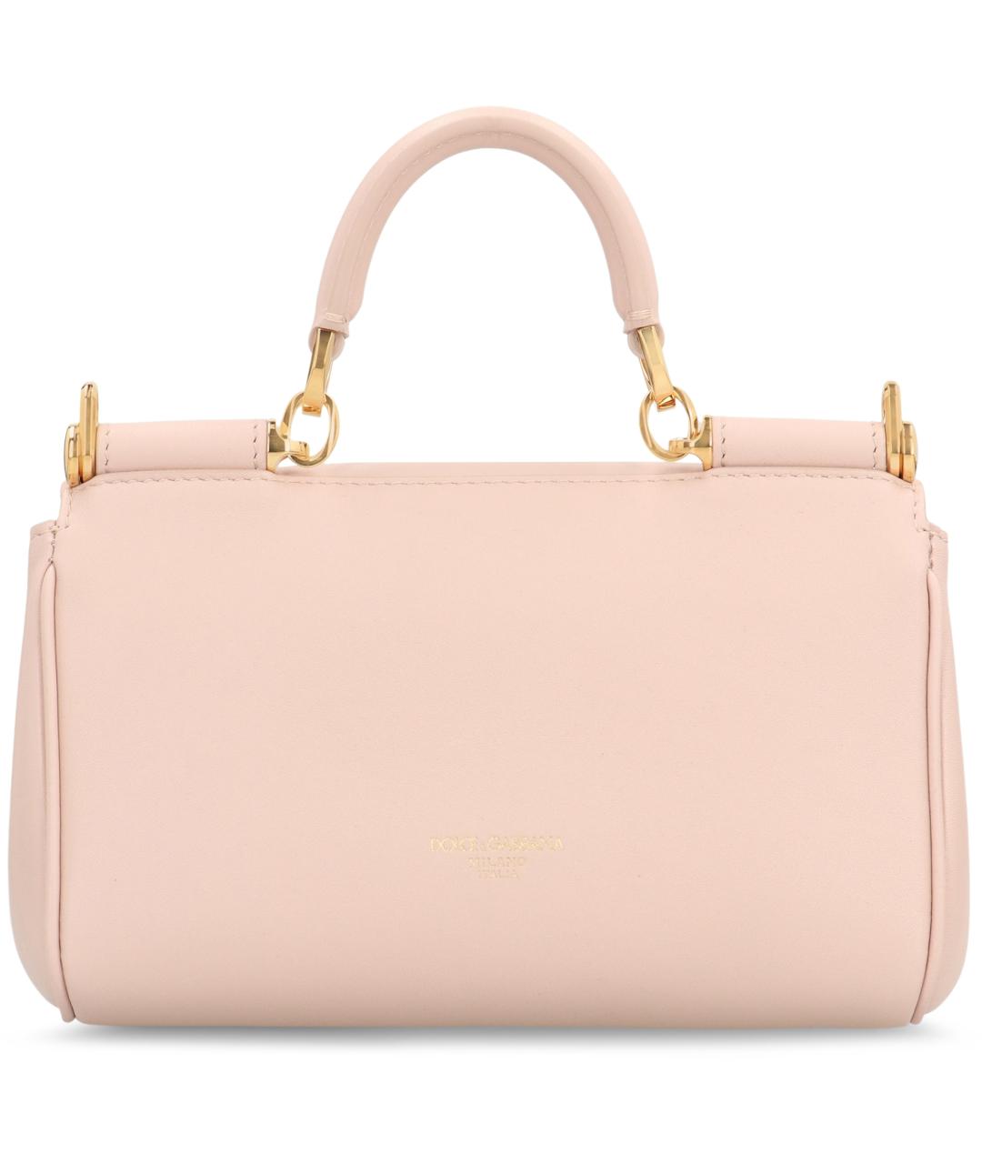 DOLCE&GABBANA Розовая кожаная сумка с короткими ручками, фото 4