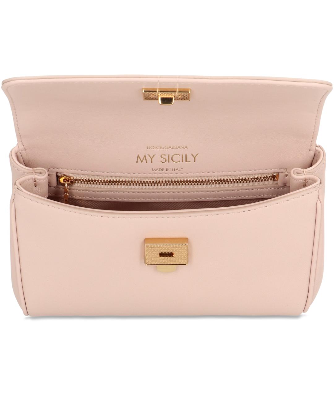 DOLCE&GABBANA Розовая кожаная сумка с короткими ручками, фото 6