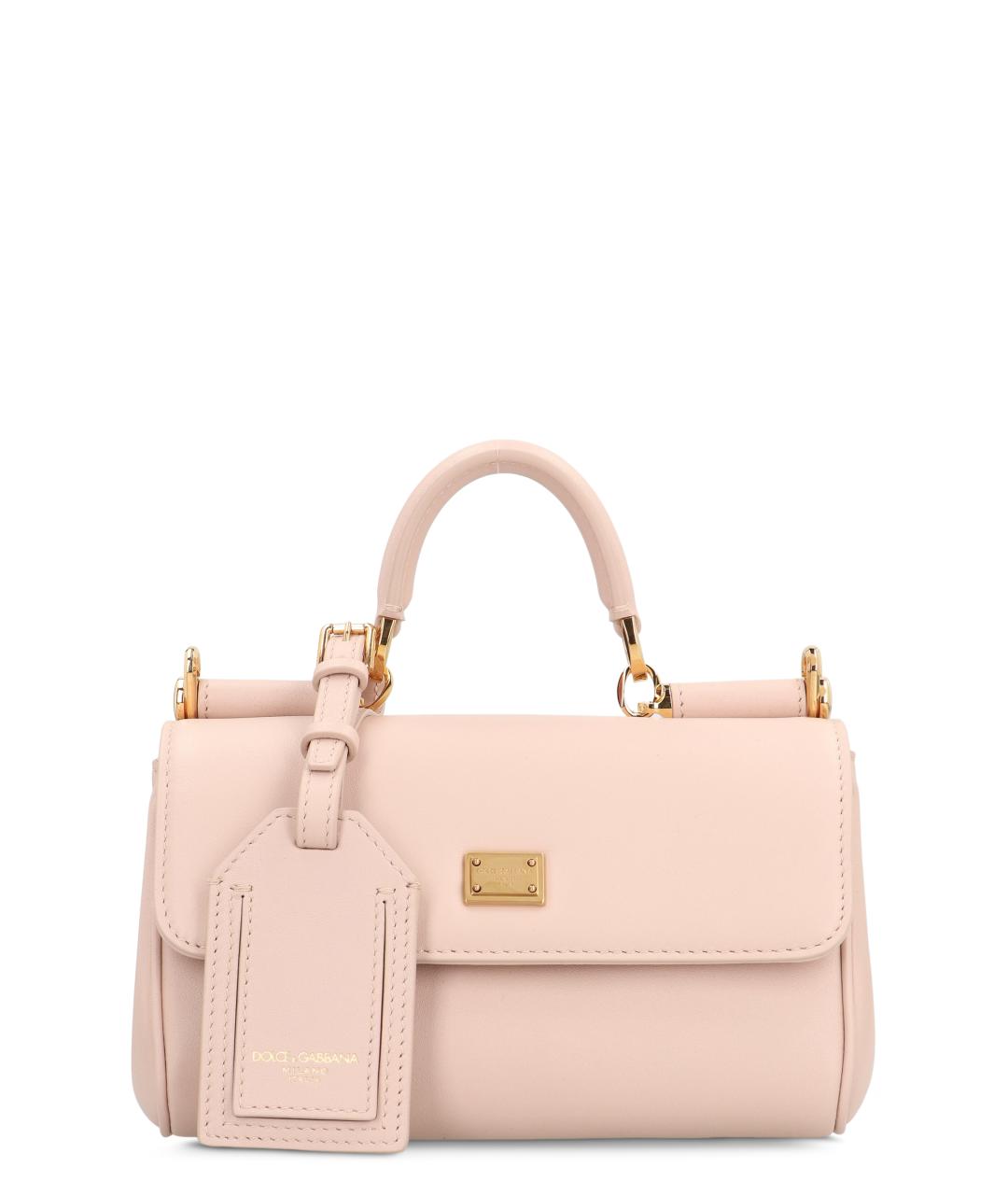 DOLCE&GABBANA Розовая кожаная сумка с короткими ручками, фото 1