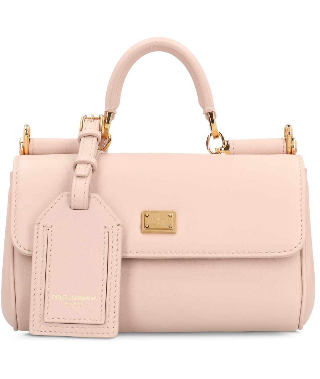 DOLCE&GABBANA Розовая кожаная сумка с короткими ручками, фото 2