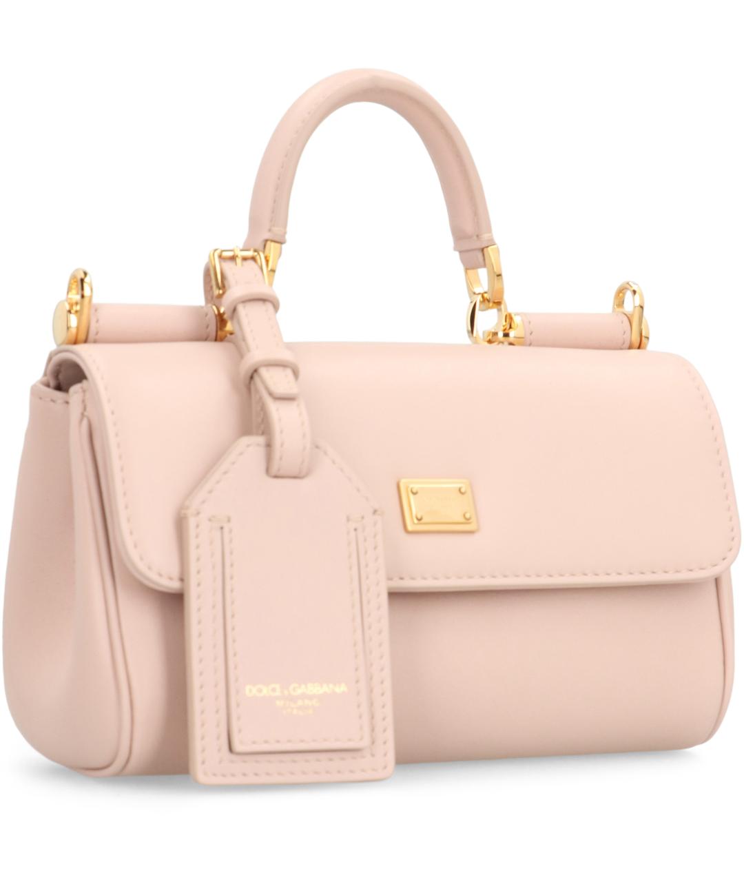 DOLCE&GABBANA Розовая кожаная сумка с короткими ручками, фото 3