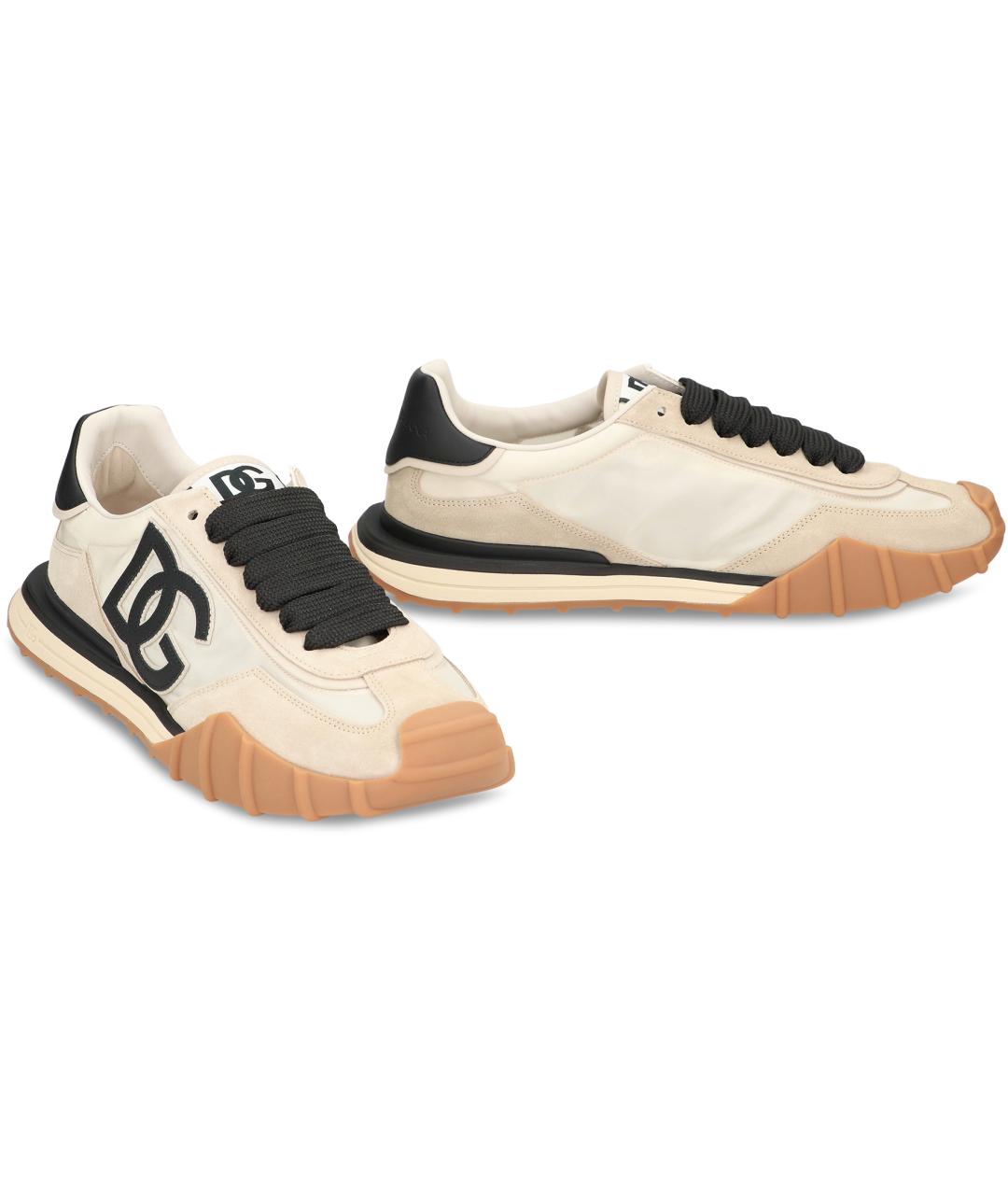 DOLCE&GABBANA Бежевые синтетические низкие кроссовки / кеды, фото 3