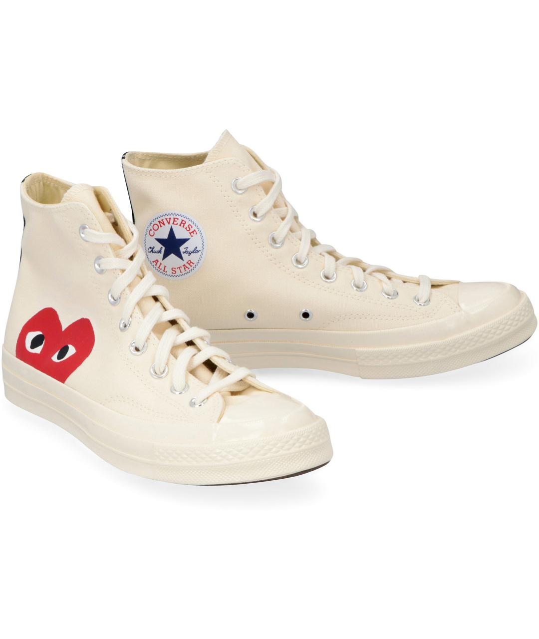 COMME DES GARÇONS PLAY Бежевые текстильные высокие кроссовки / кеды, фото 2