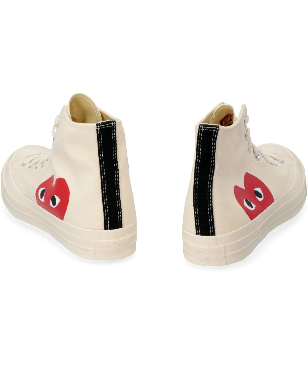 COMME DES GARÇONS PLAY Бежевые текстильные высокие кроссовки / кеды, фото 3